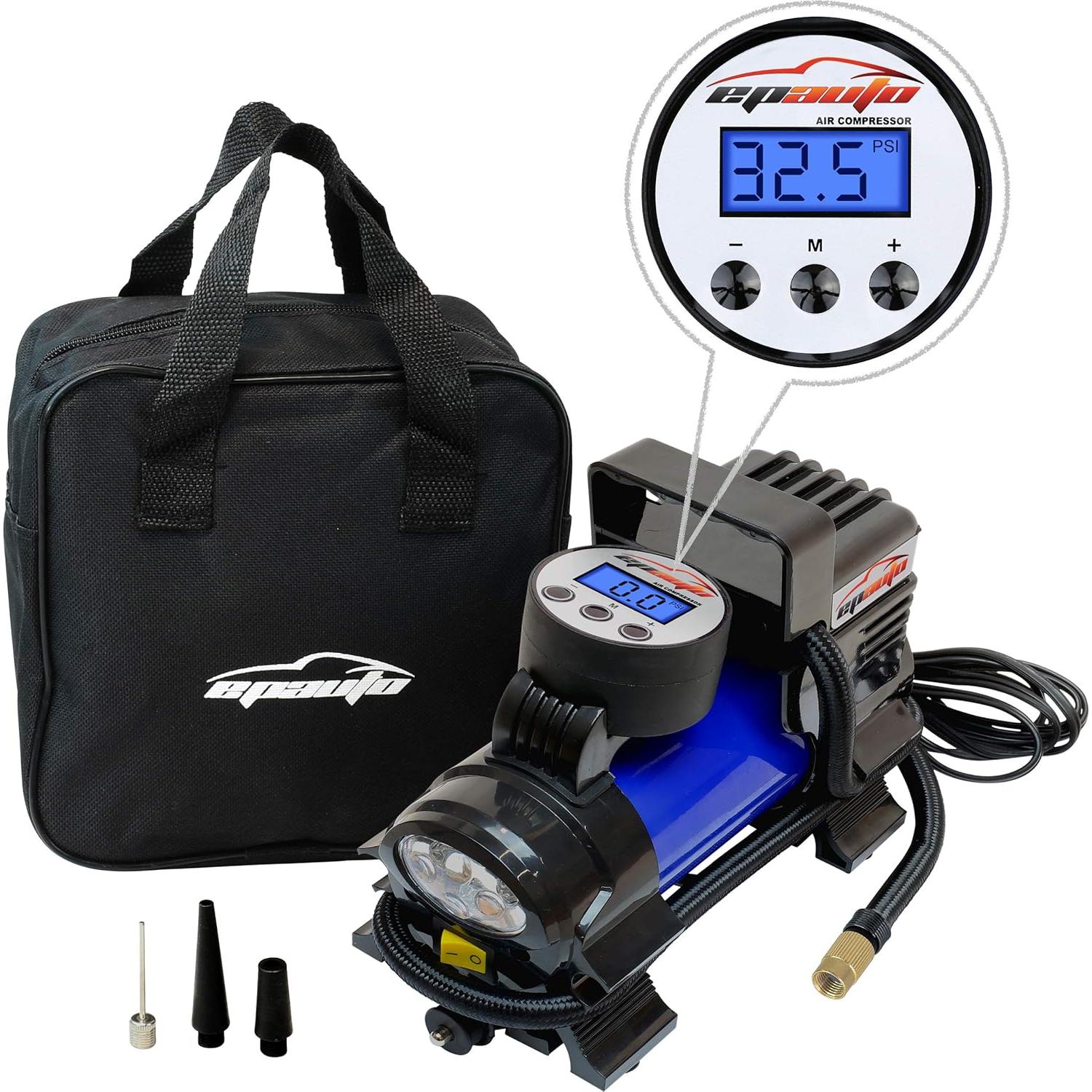 Compresor de Aire Portátil EPAuto 12V DC Inflador Digital