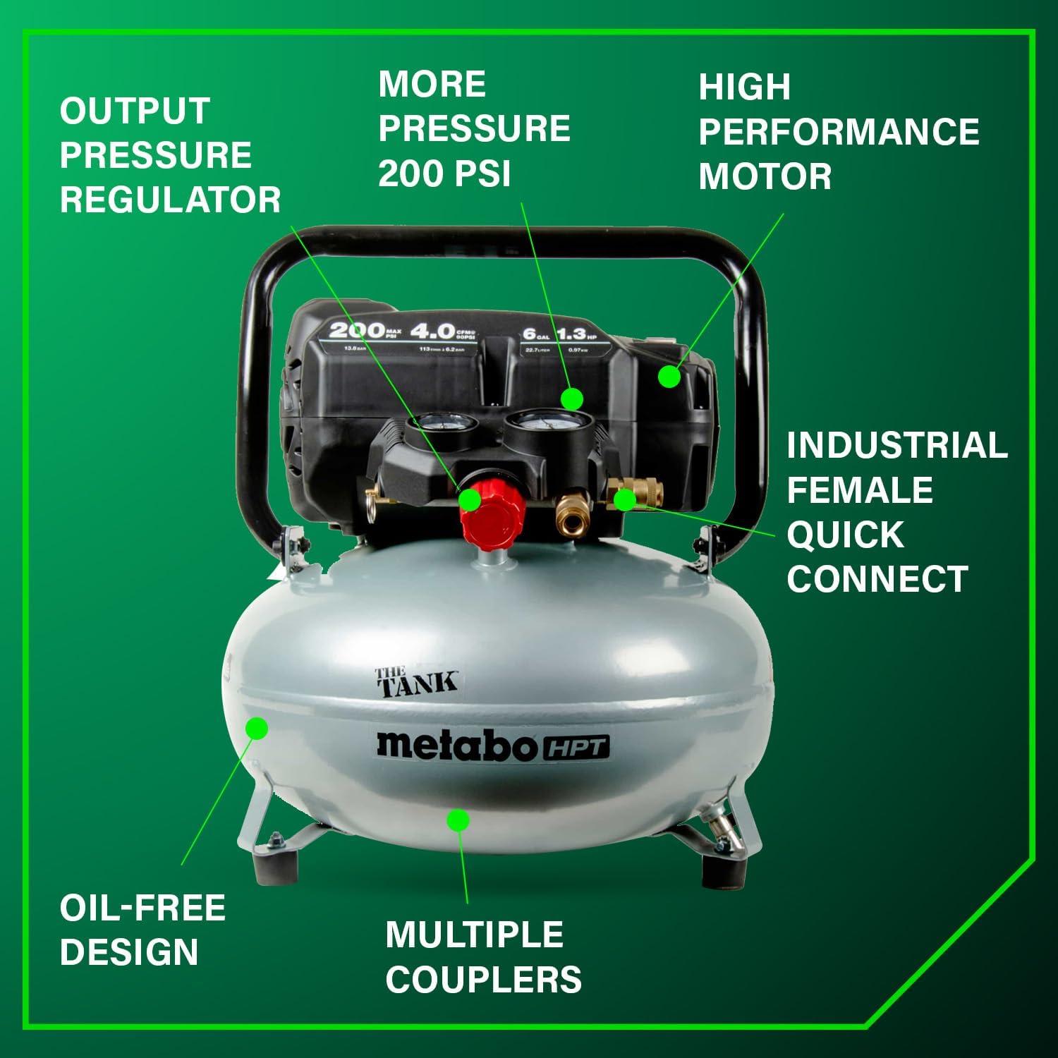 Compresor de Aire Metabo HPT EL TANQUE 6 Galones 200 PSI