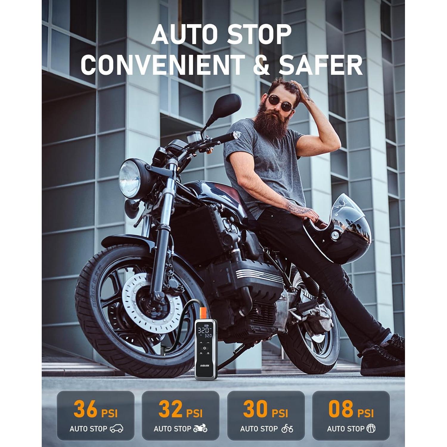 Compresor de Aire Portátil JUSUOX 150PSI Batería 12V DC