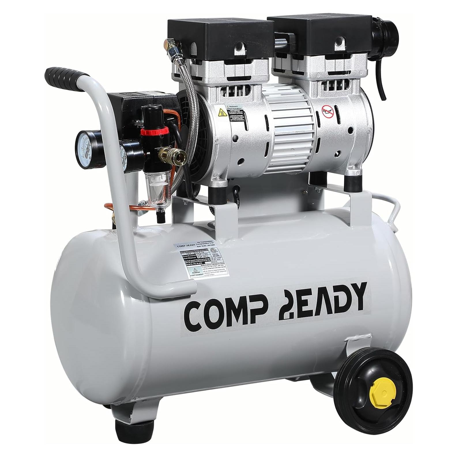 Compresor de Aire Portátil 6 Galones 1HP 2.5 CFM 60dB Sin Aceite