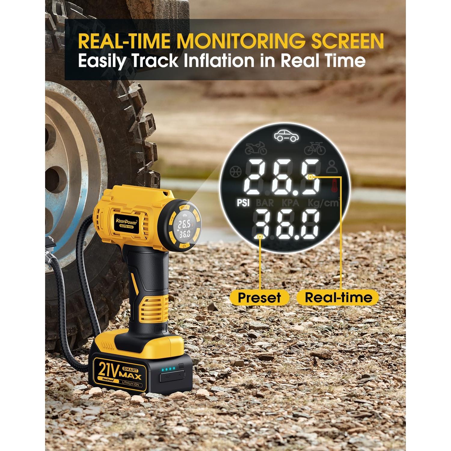 Compresor de Aire Inalámbrico KeenPower CT160 21V 160PSI