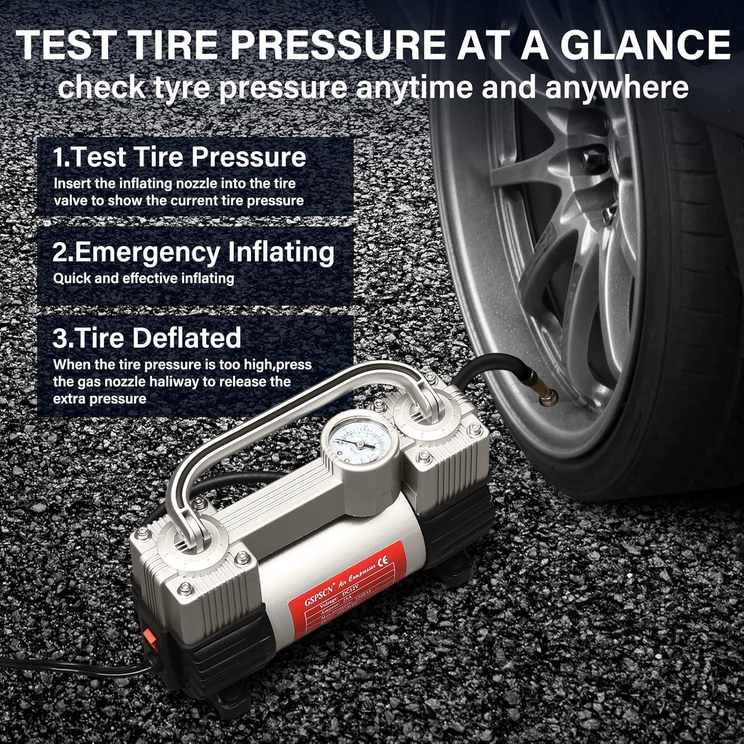 Compresor de Aire GSPSCN 12V 150PSI Doble Cilindro Portátil