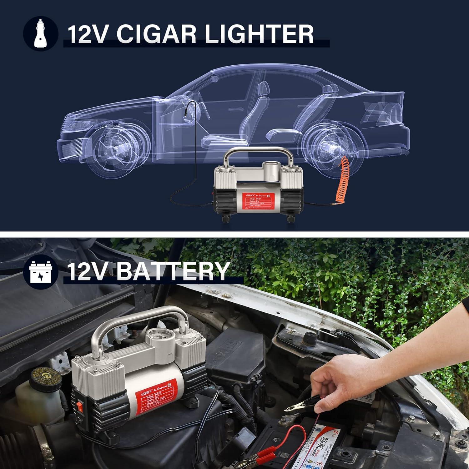 Compresor de Aire GSPSCN 12V 150PSI Doble Cilindro Portátil