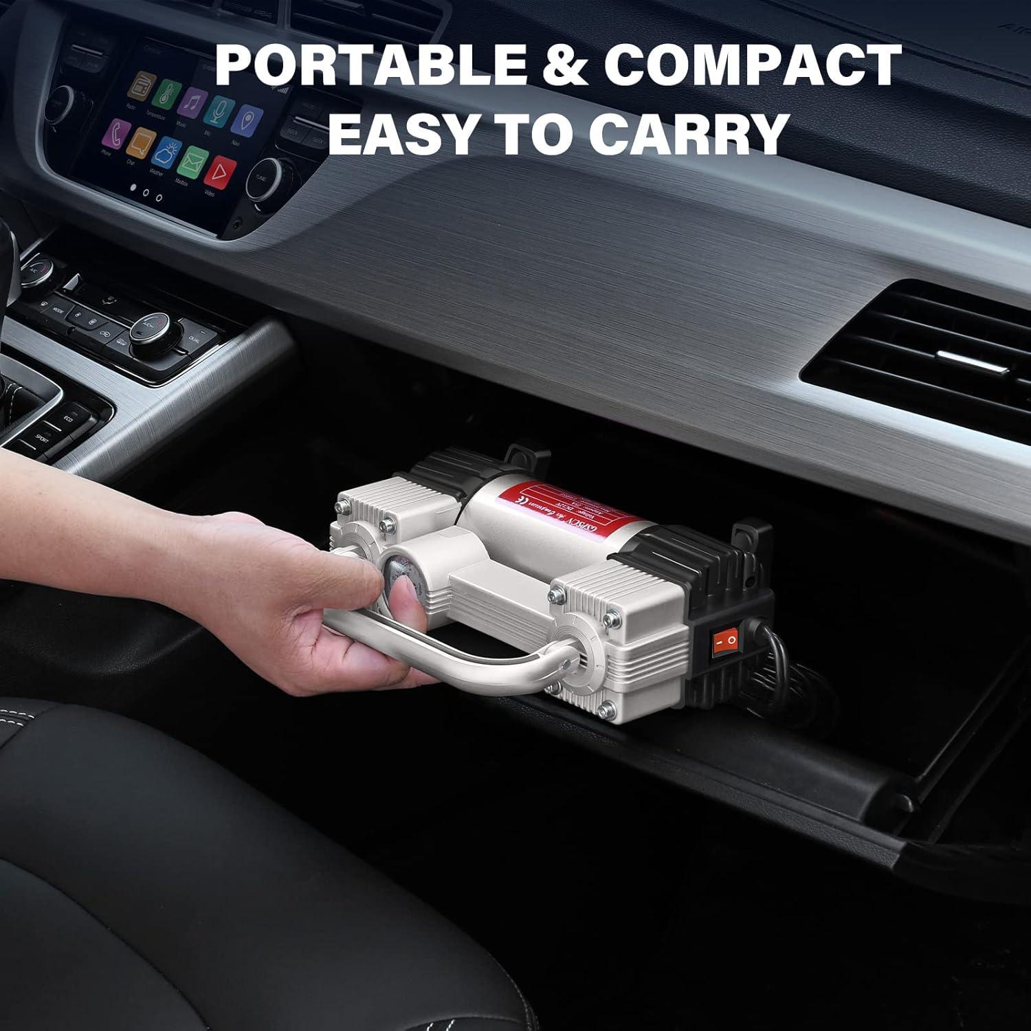 Compresor de Aire GSPSCN 12V 150PSI Doble Cilindro Portátil