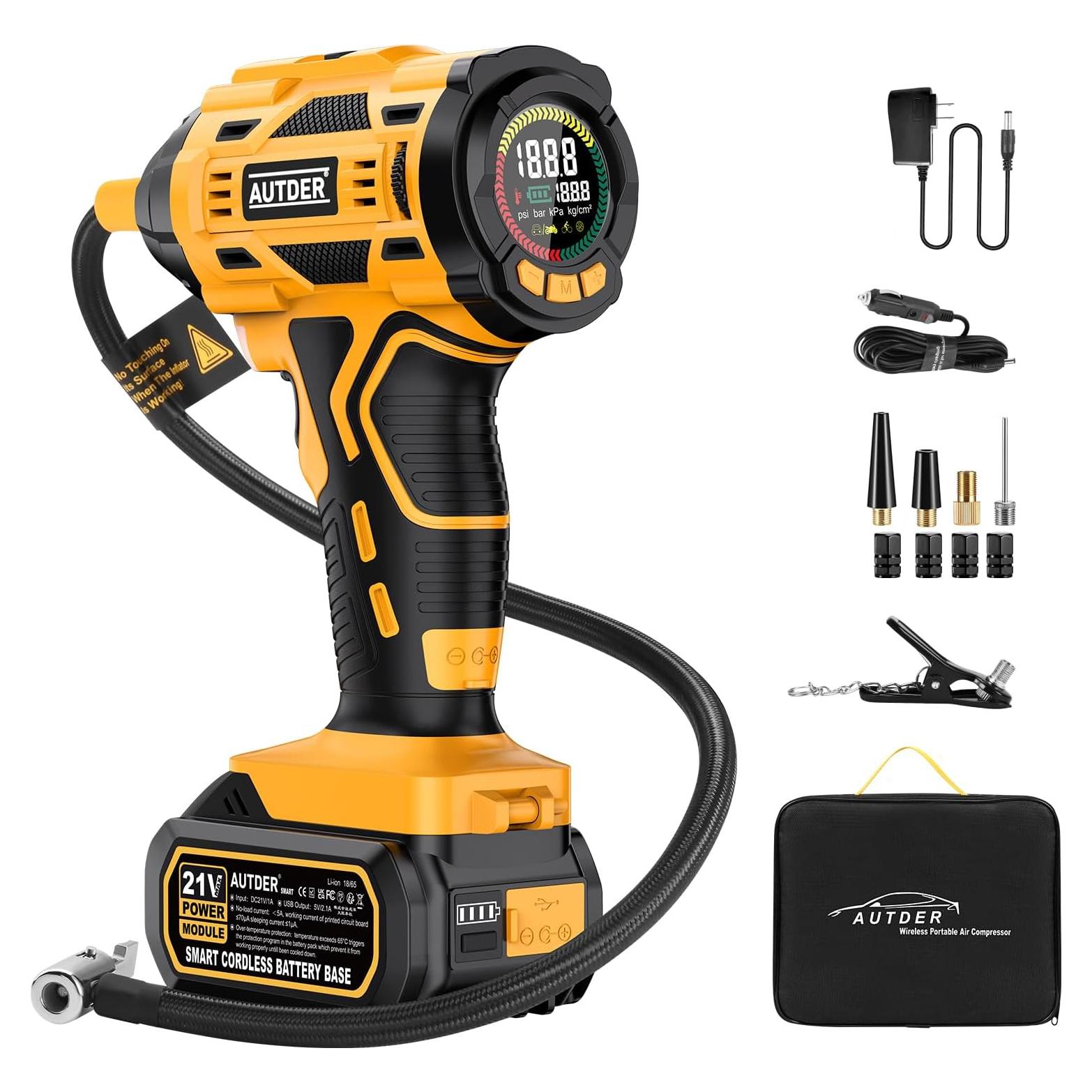 Inflador de Neumáticos Inalámbrico AUTDER AD380 180PSI 21V