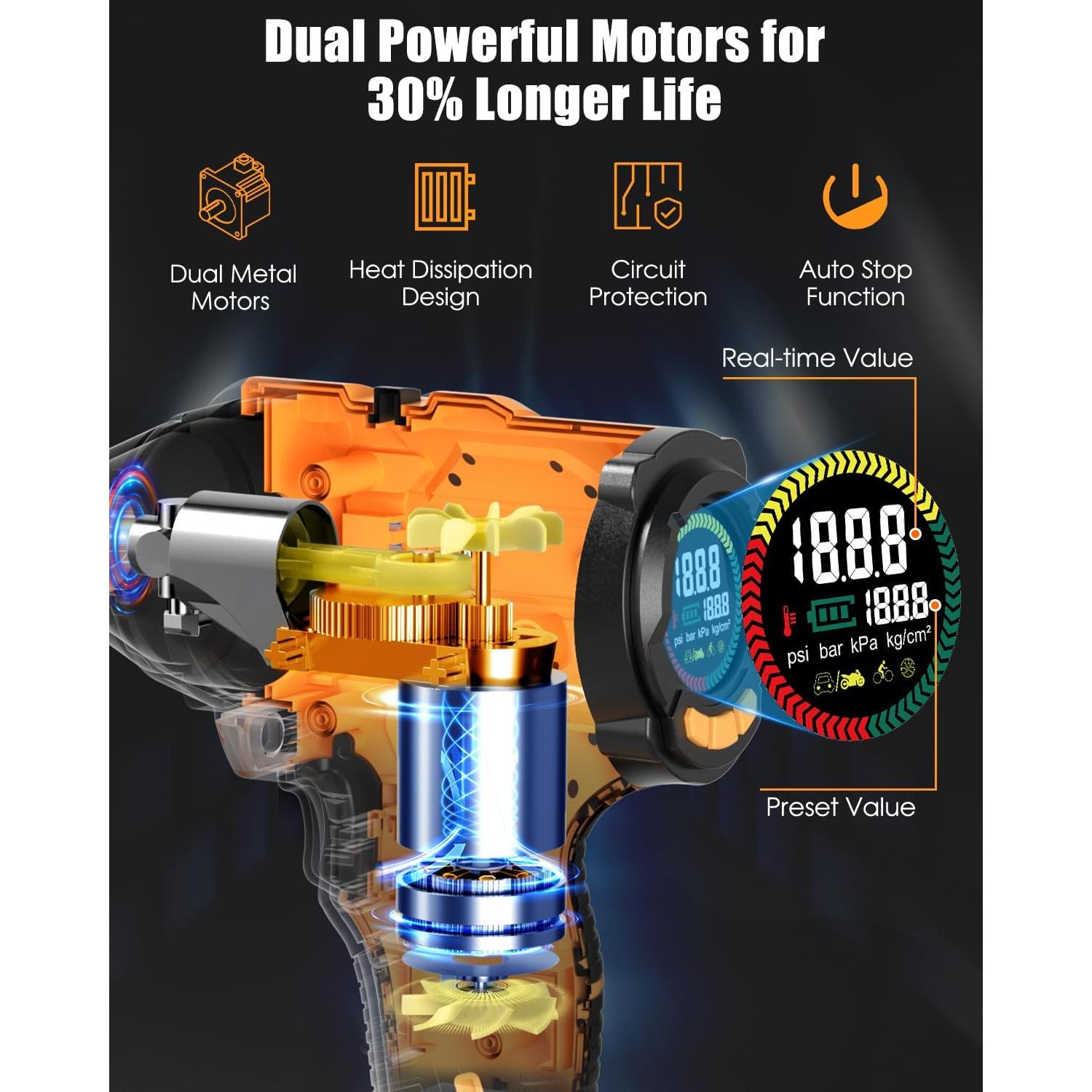 Inflador de Neumáticos Inalámbrico AUTDER AD380 180PSI 21V