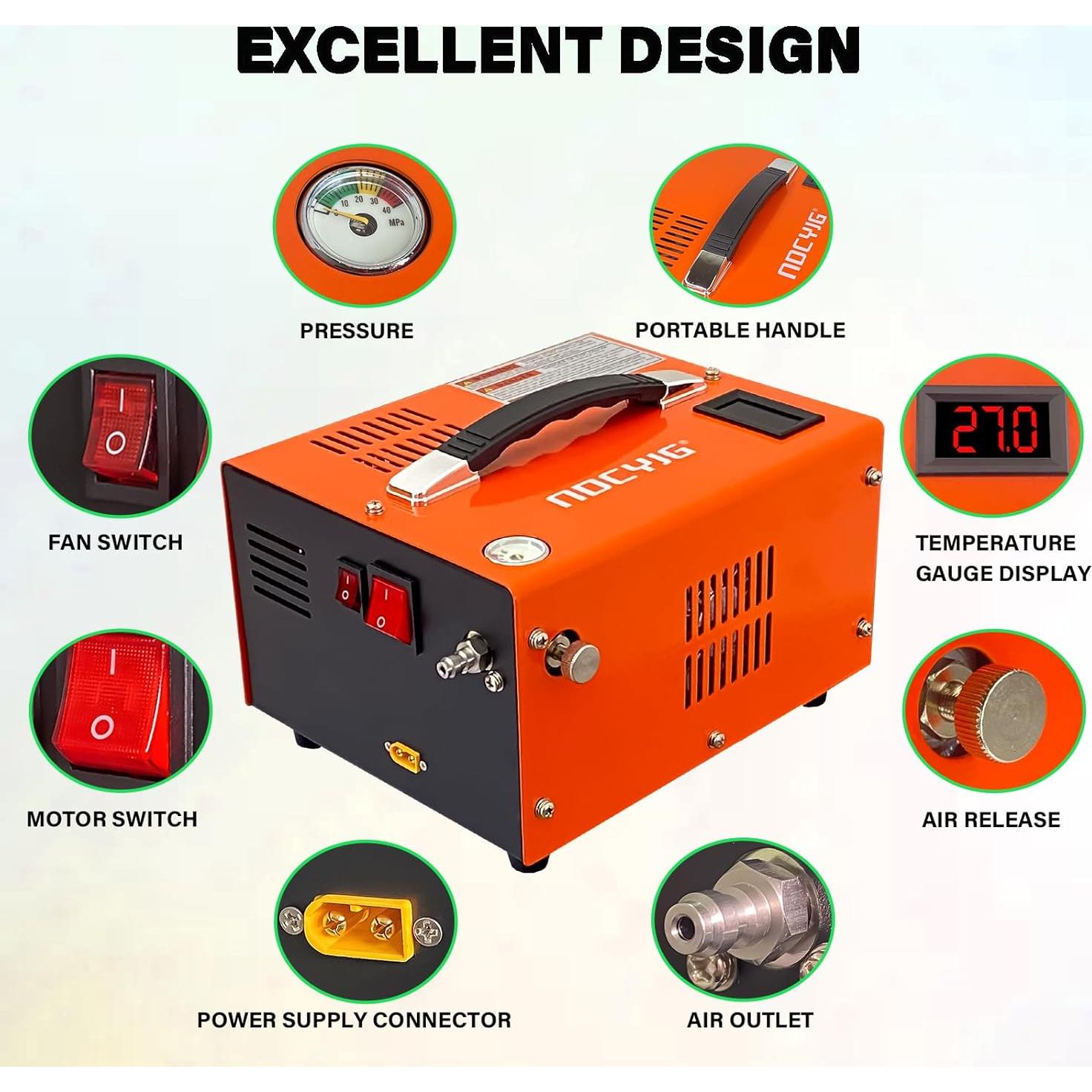 Compresor de aire PCP NDCYJG 4500PSI 250W Portátil 12V/110V