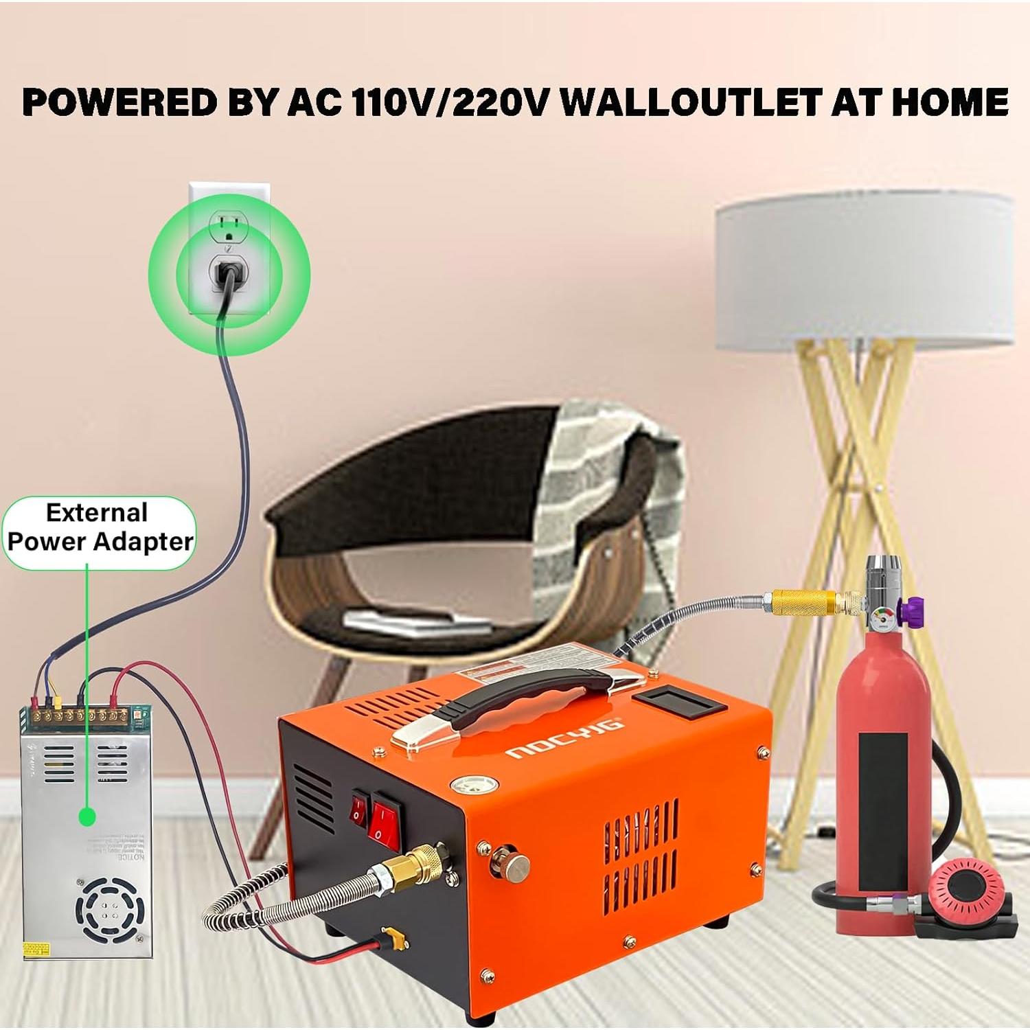 Compresor de aire PCP NDCYJG 4500PSI 250W Portátil 12V/110V