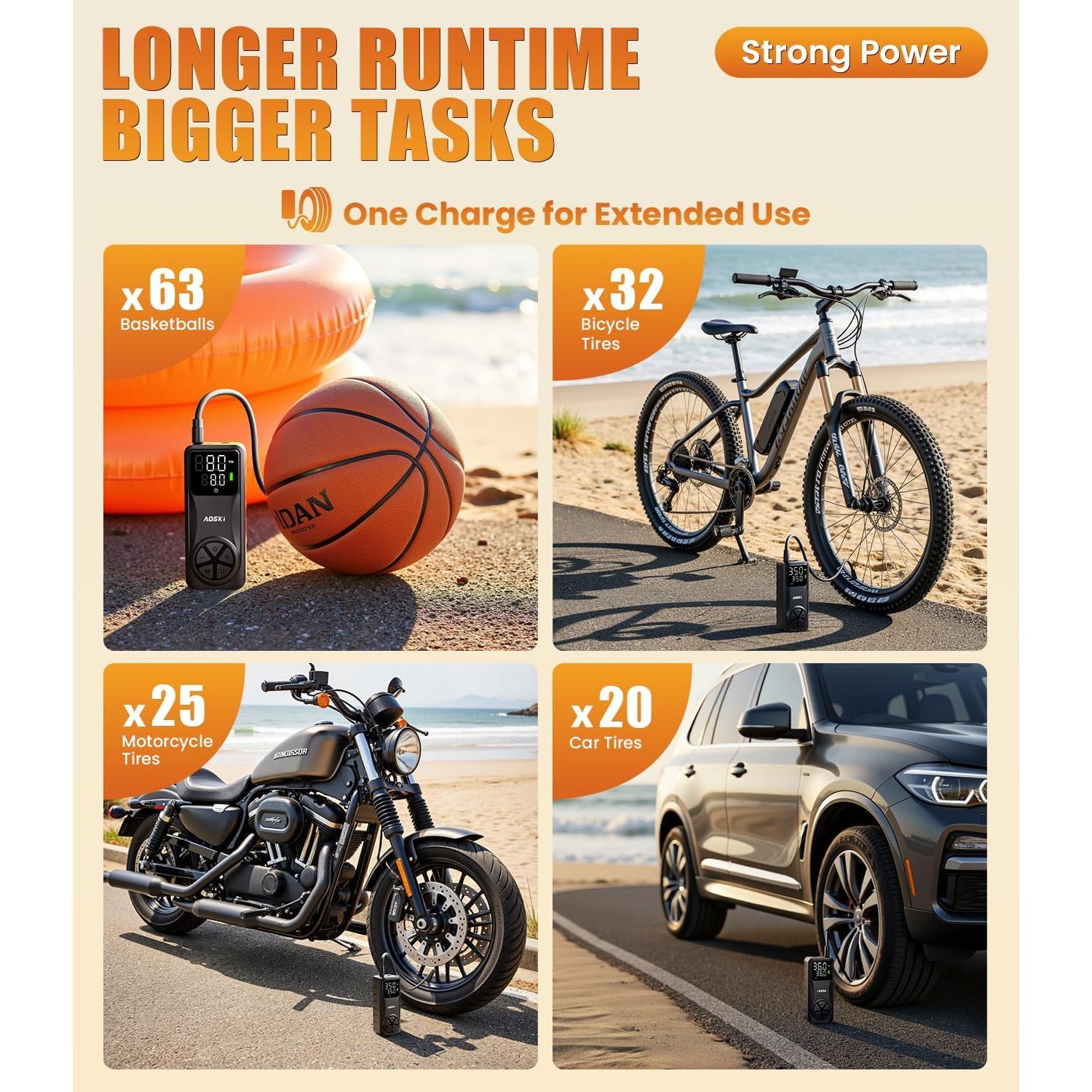 Compresor de Aire Portátil AOSKI 150 PSI con Manómetro Digital