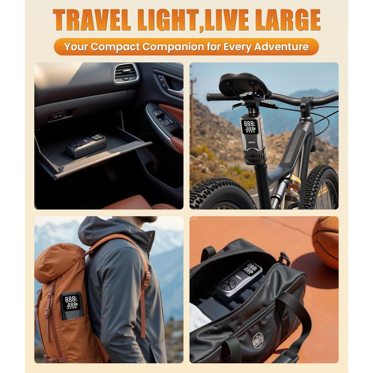 Compresor de Aire Portátil AOSKI 150 PSI con Manómetro Digital