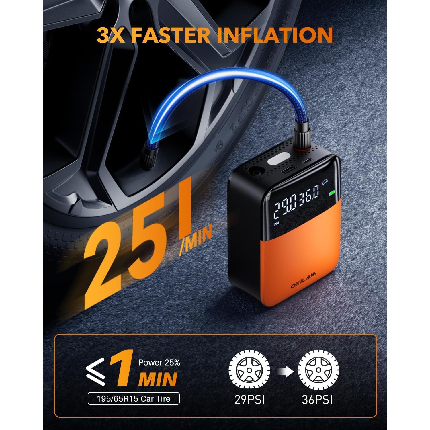 Compresor de Aire Portátil OXILAM C1 - Bomba Recargable 150 PSI