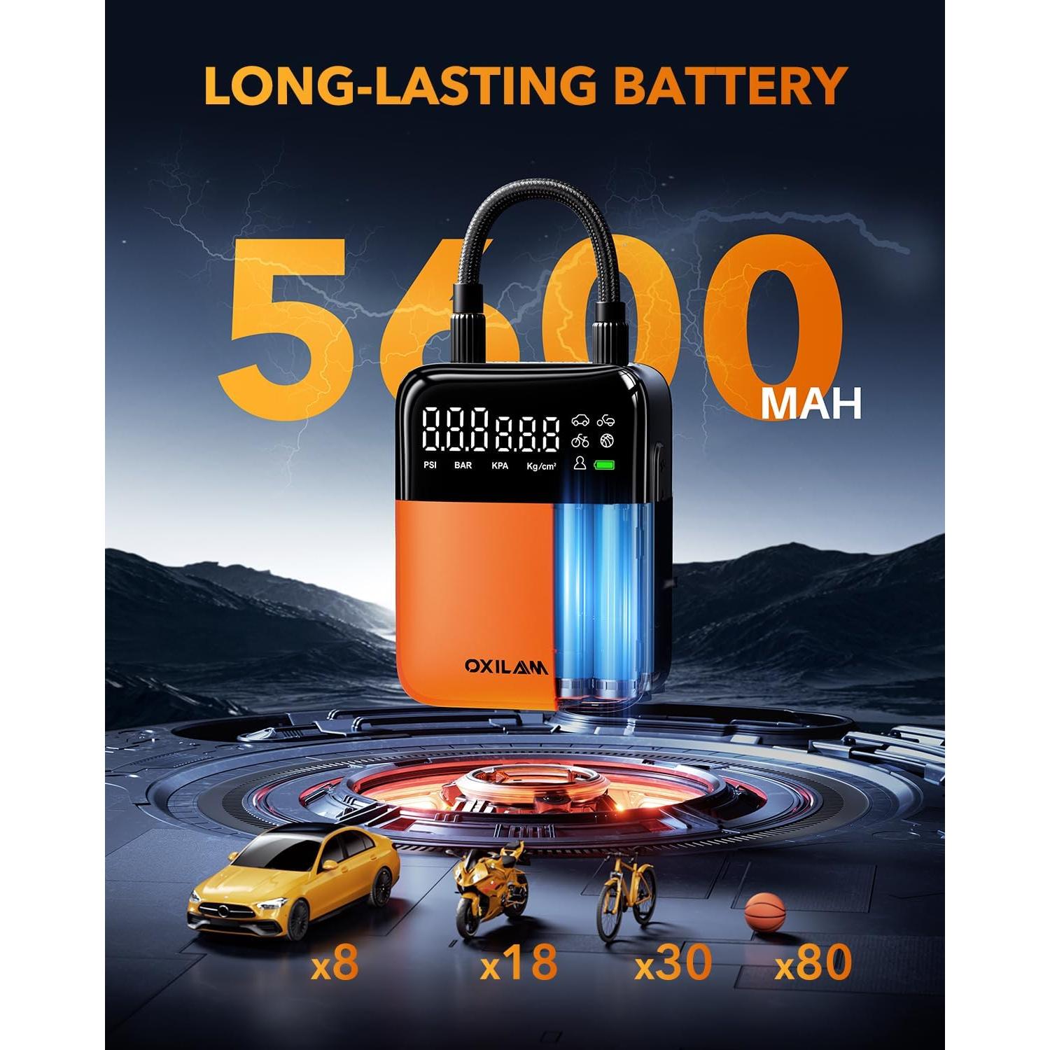 Compresor de Aire Portátil OXILAM C1 - Bomba Recargable 150 PSI