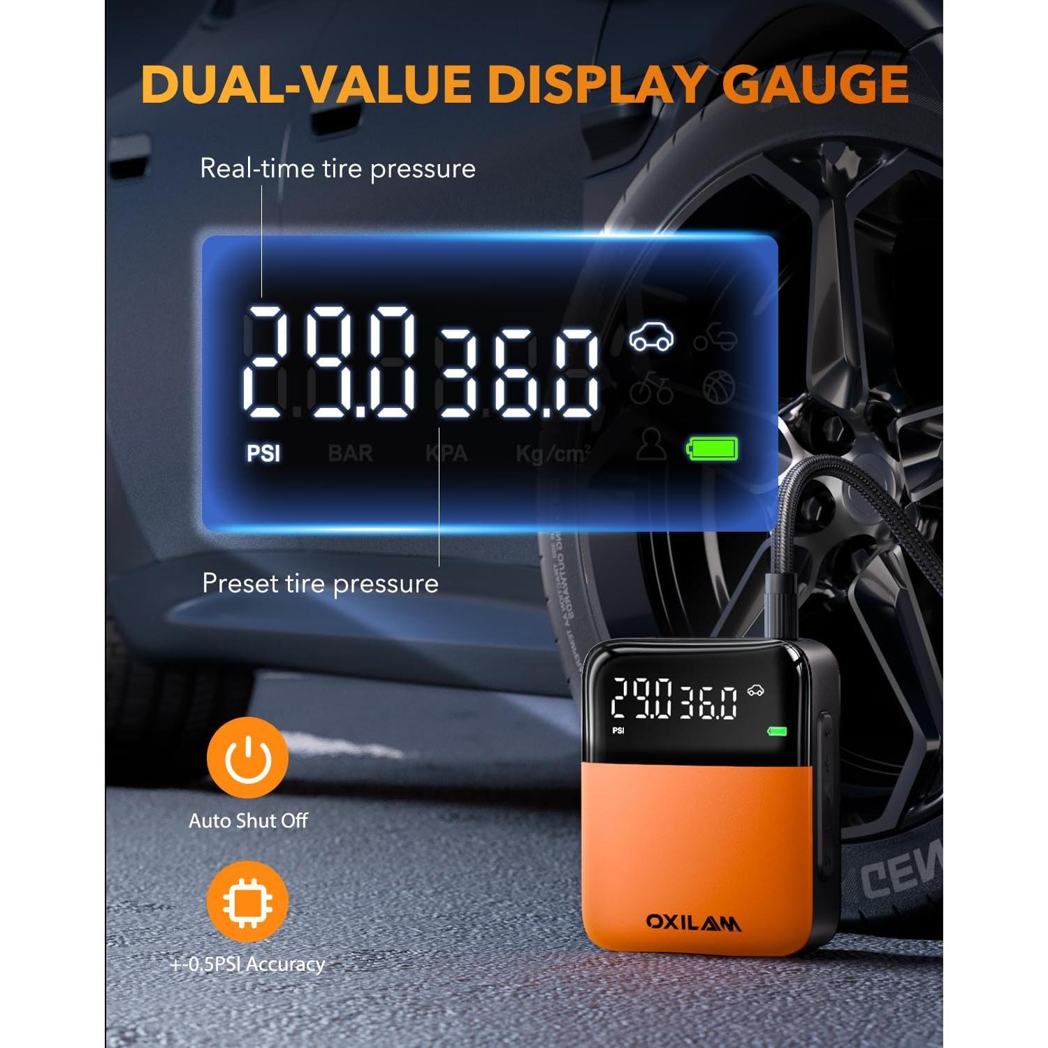 Compresor de Aire Portátil OXILAM C1 - Bomba Recargable 150 PSI