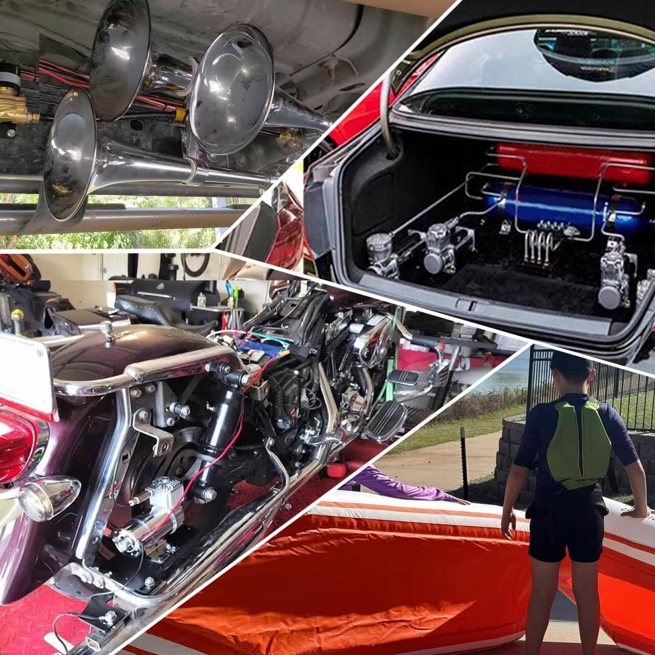 Compresor de Aire ZHSYMX 200 PSI 12V Doble Plata 8L