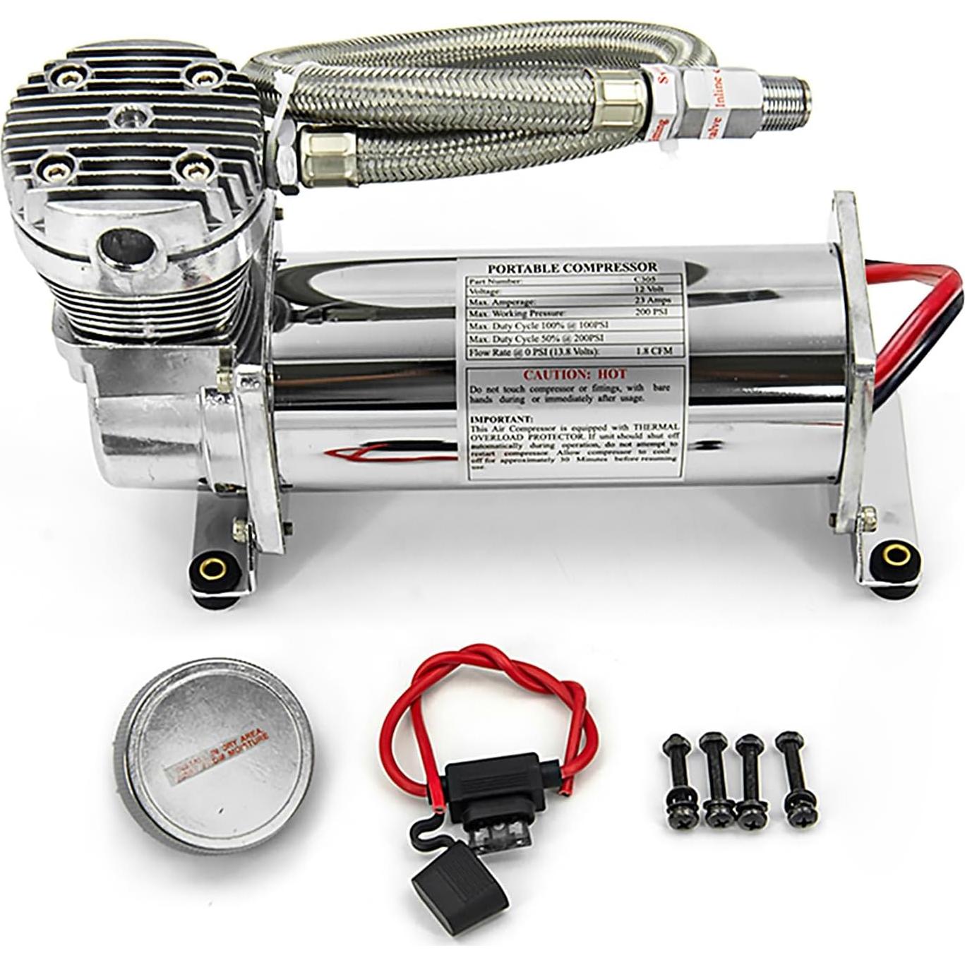 Compresor de Aire ZHSYMX 200 PSI 12V Doble Plata 8L