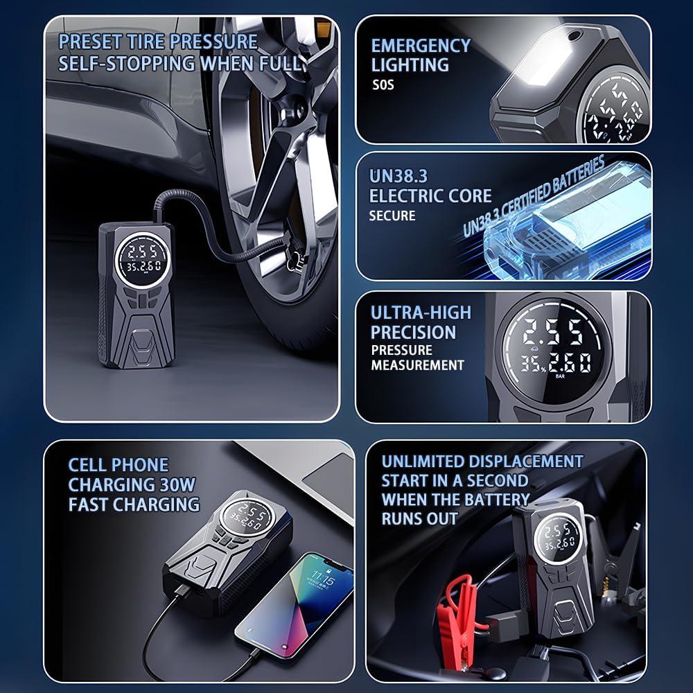 Arrancador de Coche HAONINYUE H03-1 con Compresor 3000A