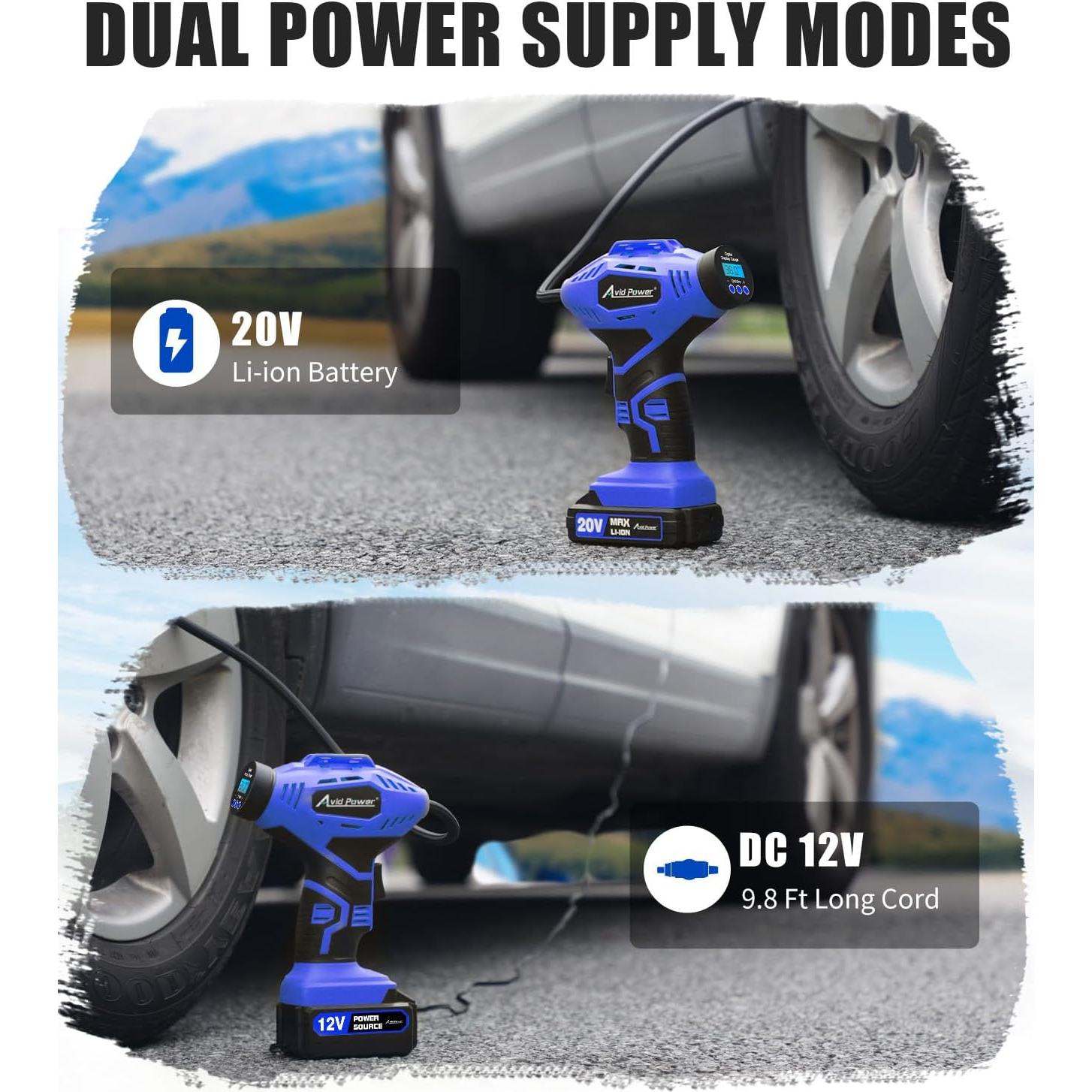 Compresor de Aire Portátil Avid Power 20V Batería Recargable