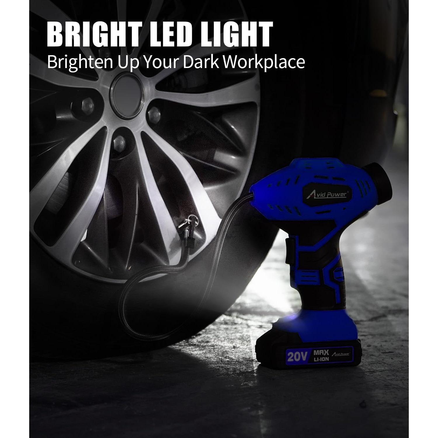 Compresor de Aire Portátil Avid Power 20V Batería Recargable