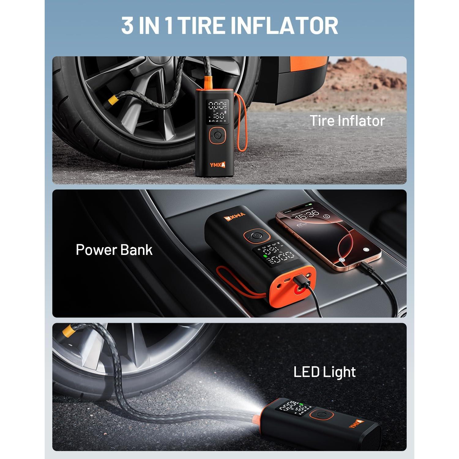 Compresor de Aire Portátil YMXA VP-18 160 PSI con Pantalla LED