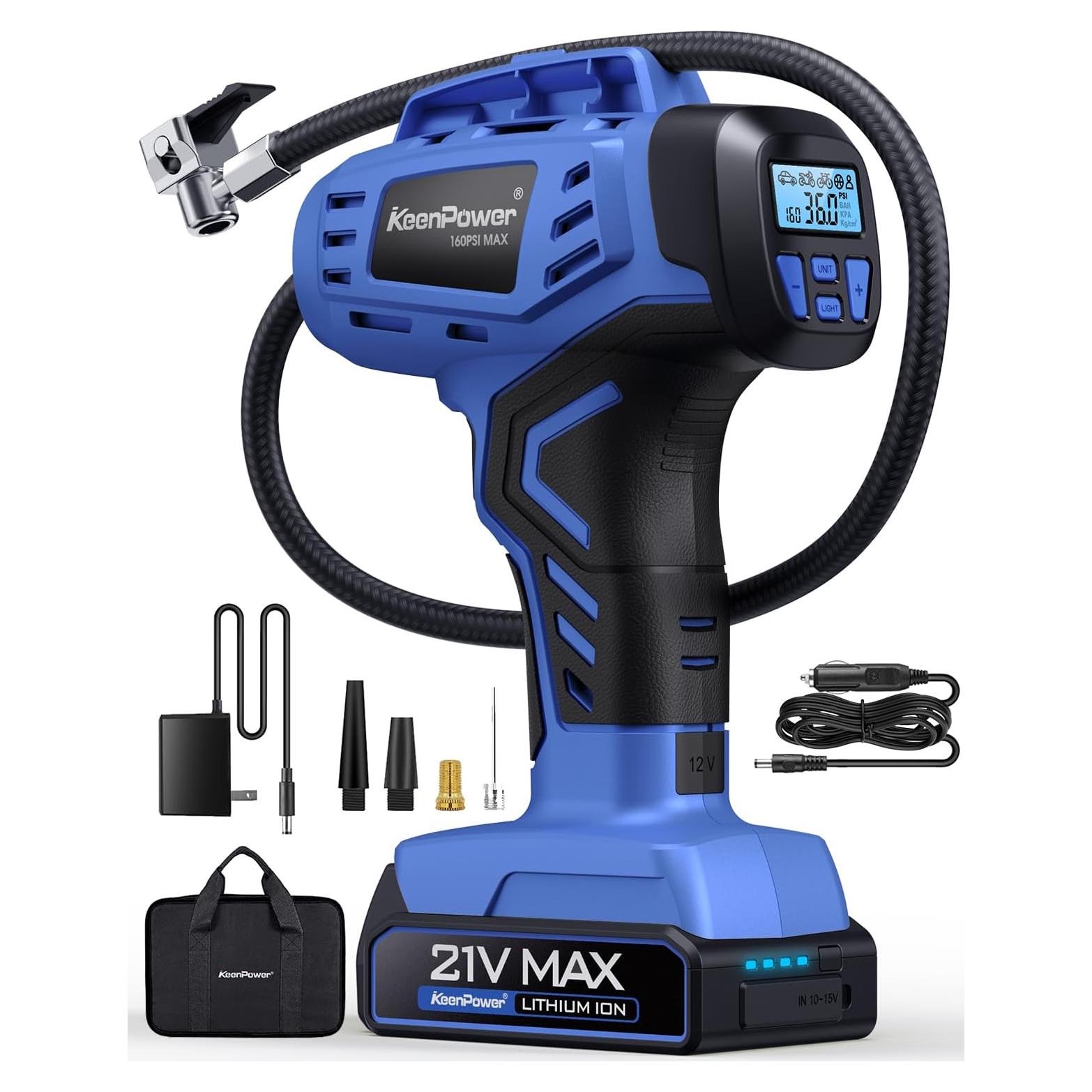 Inflador de Neumáticos Inalámbrico KeenPower BC219 21V 160PSI