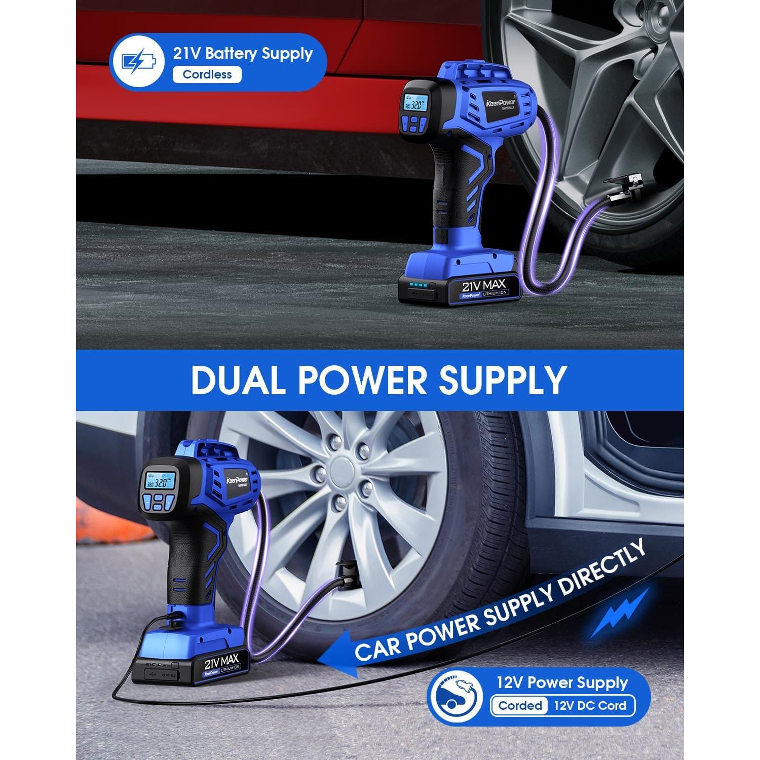 Inflador de Neumáticos Inalámbrico KeenPower BC219 21V 160PSI