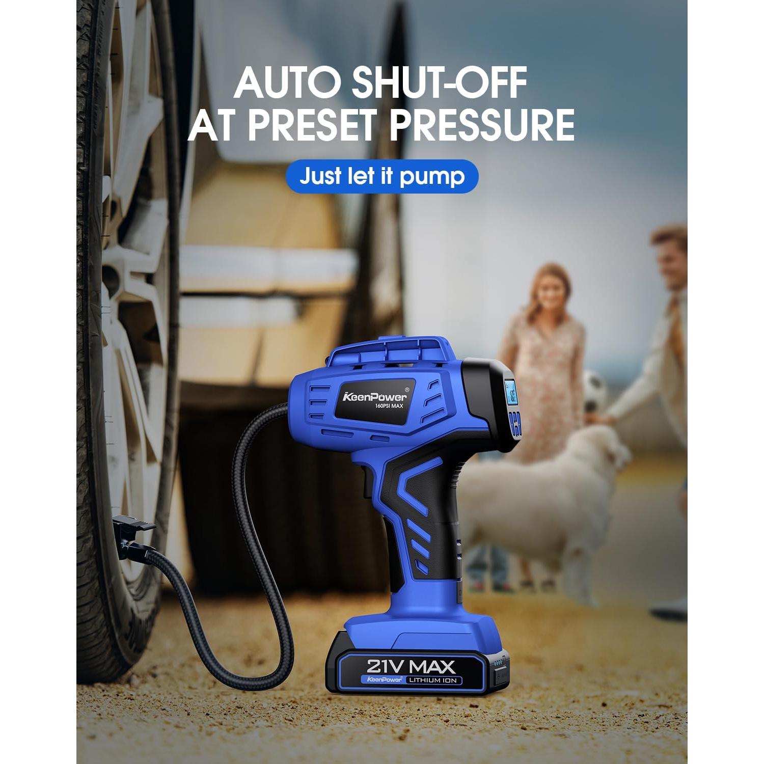 Inflador de Neumáticos Inalámbrico KeenPower BC219 21V 160PSI