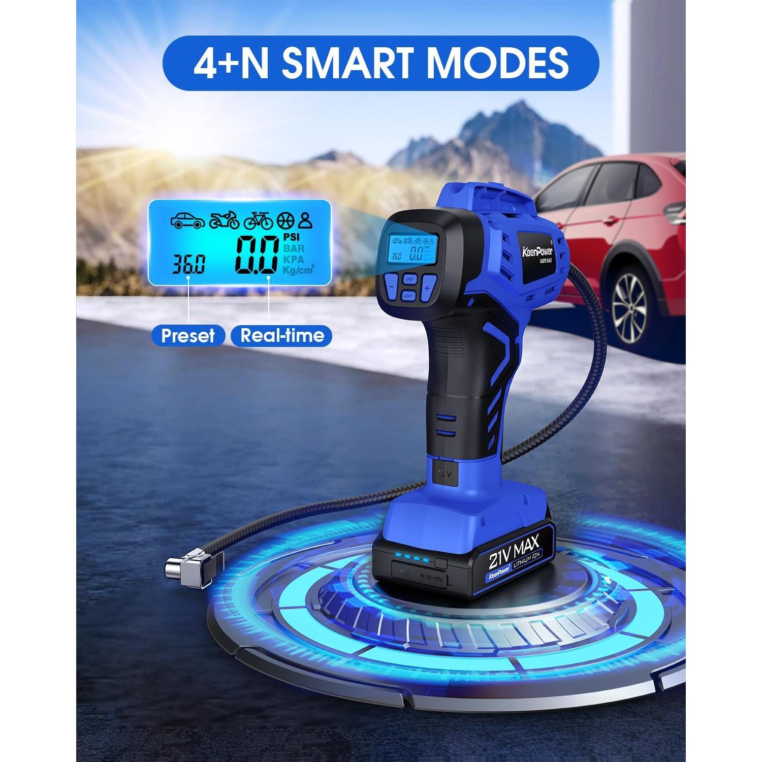 Inflador de Neumáticos Inalámbrico KeenPower BC219 21V 160PSI