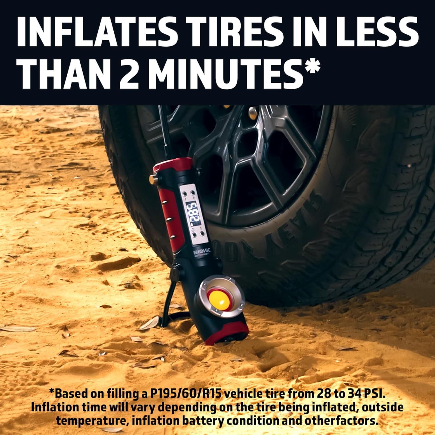 Inflador de Neumáticos Bionic Rescue 1500mAh Portátil 120 PSI