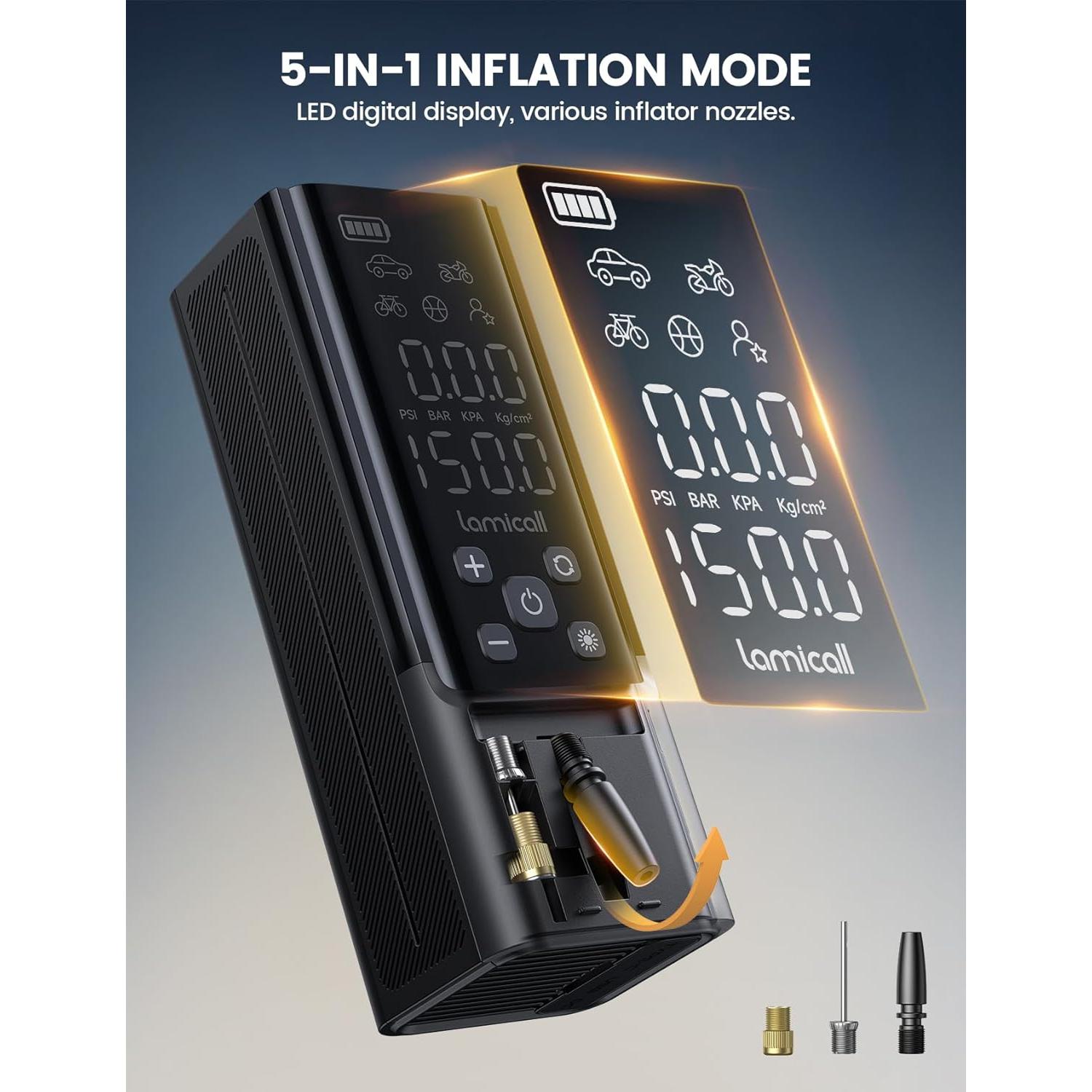 Inflador de Neumáticos Portátil Lamicall VHEP01-B2 150 PSI