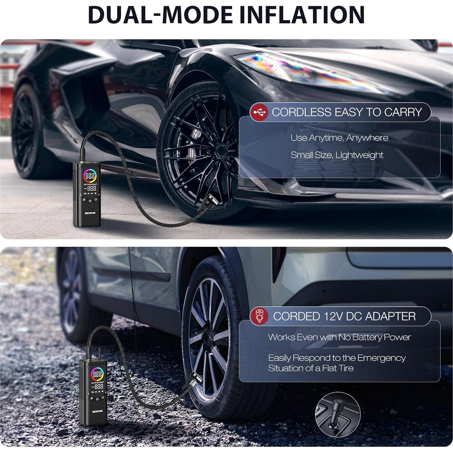 Compresor de Aire Portátil NEXPOW NP17 150 PSI Inalámbrico