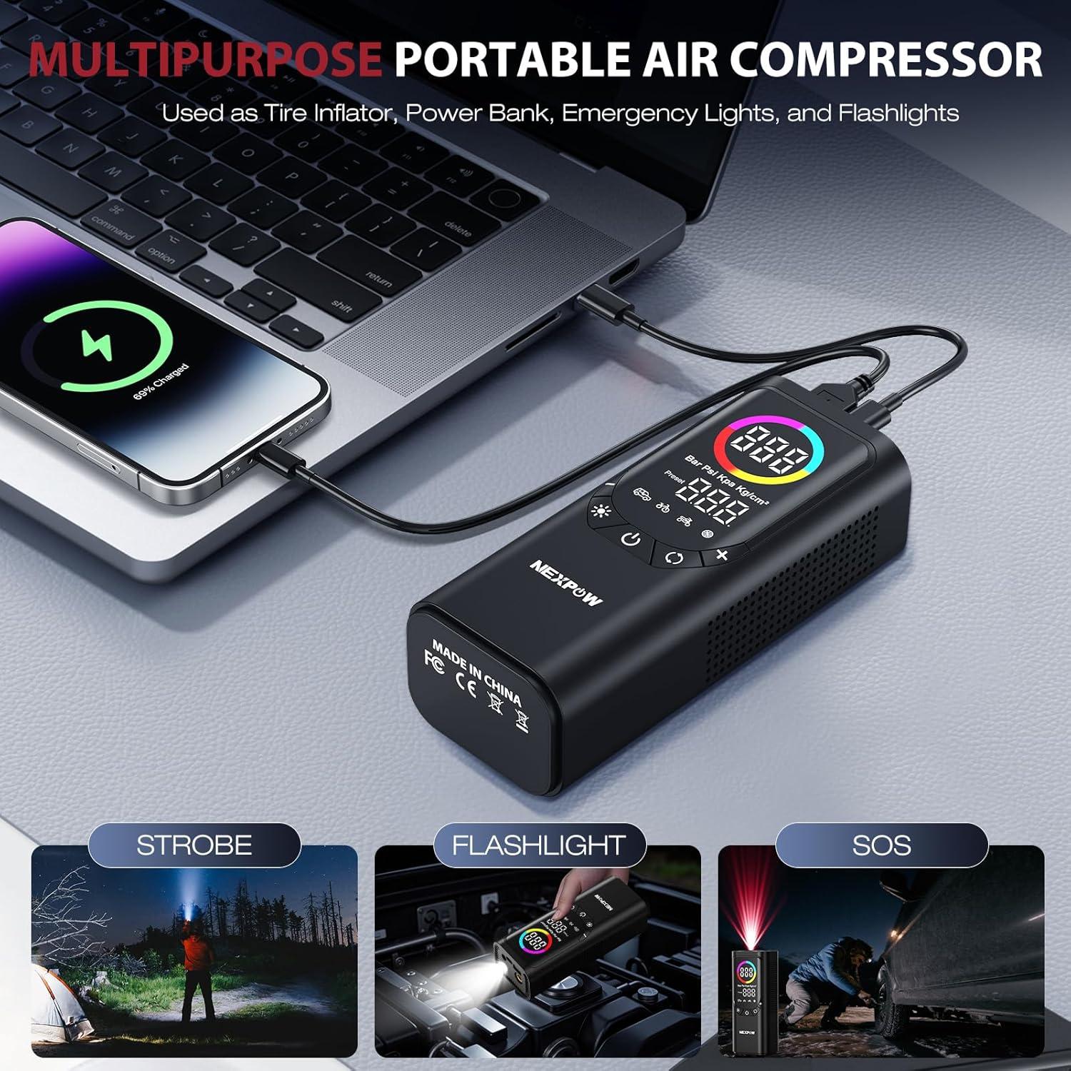 Compresor de Aire Portátil NEXPOW NP17 150 PSI Inalámbrico