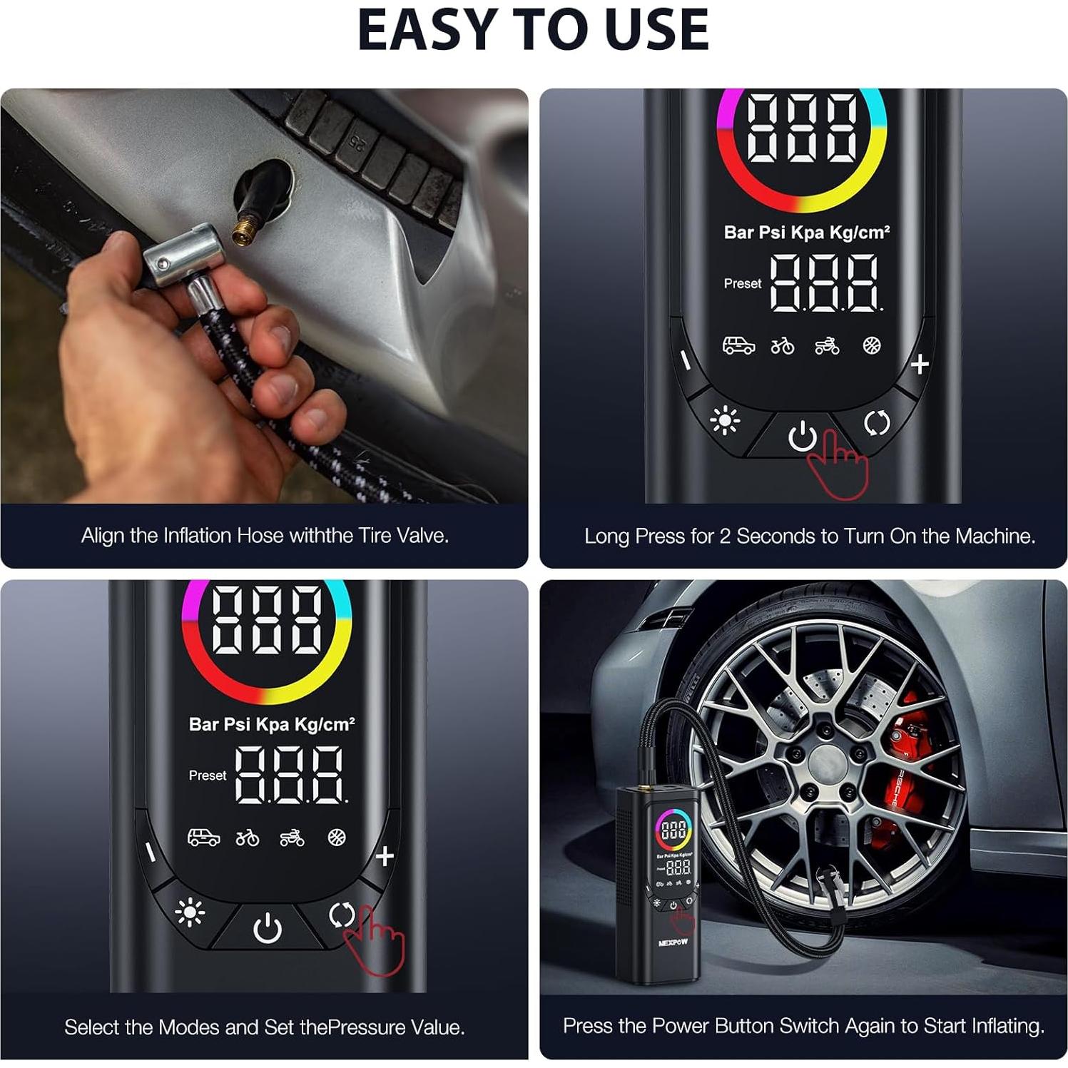 Compresor de Aire Portátil NEXPOW NP17 150 PSI Inalámbrico