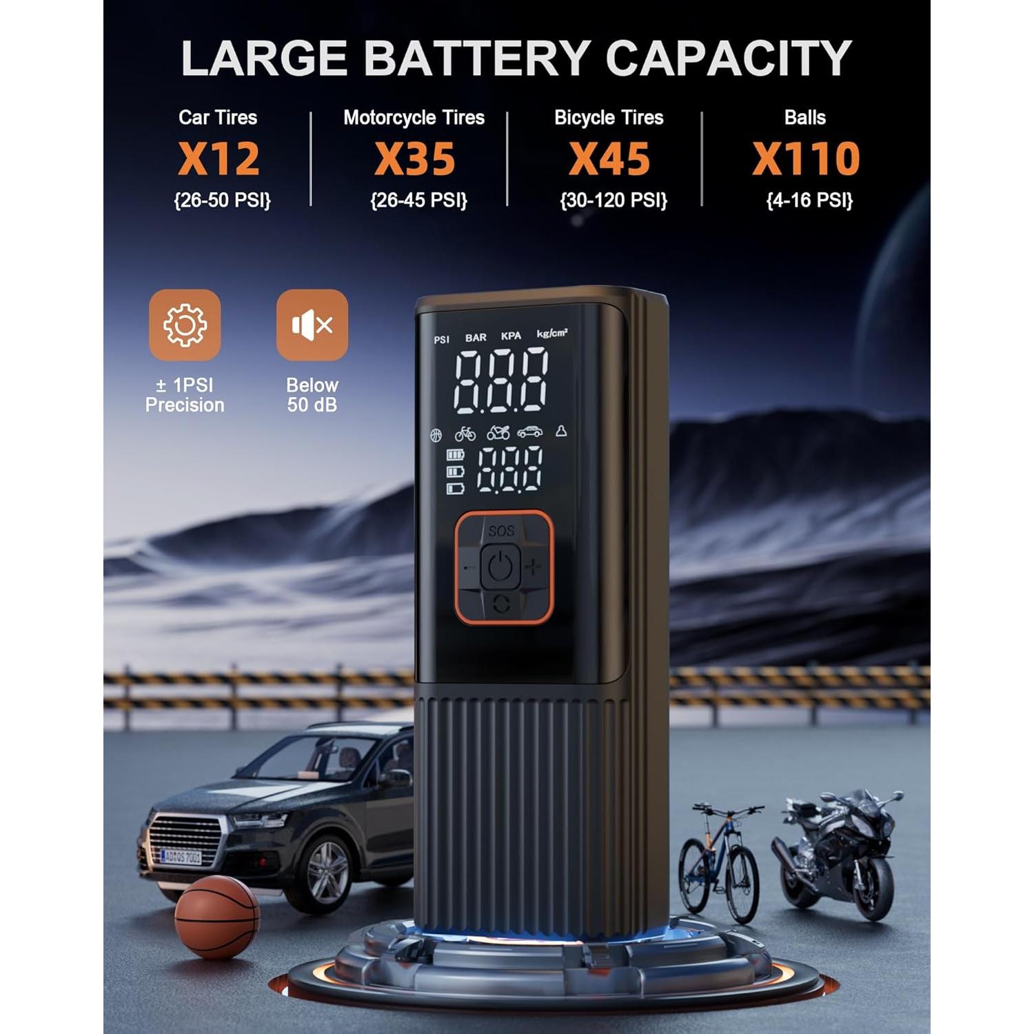 Compresor de Aire Portátil Aucoza A17 180 PSI Inflador Neumáticos