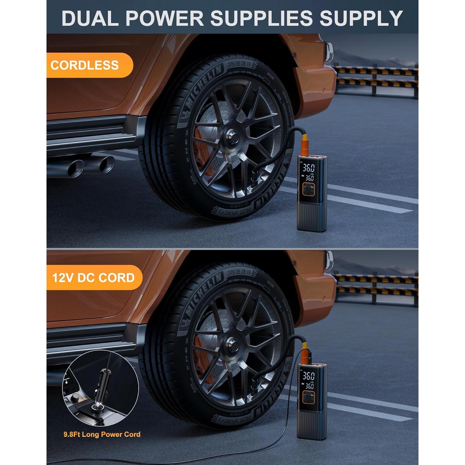 Compresor de Aire Portátil Aucoza A17 180 PSI Inflador Neumáticos