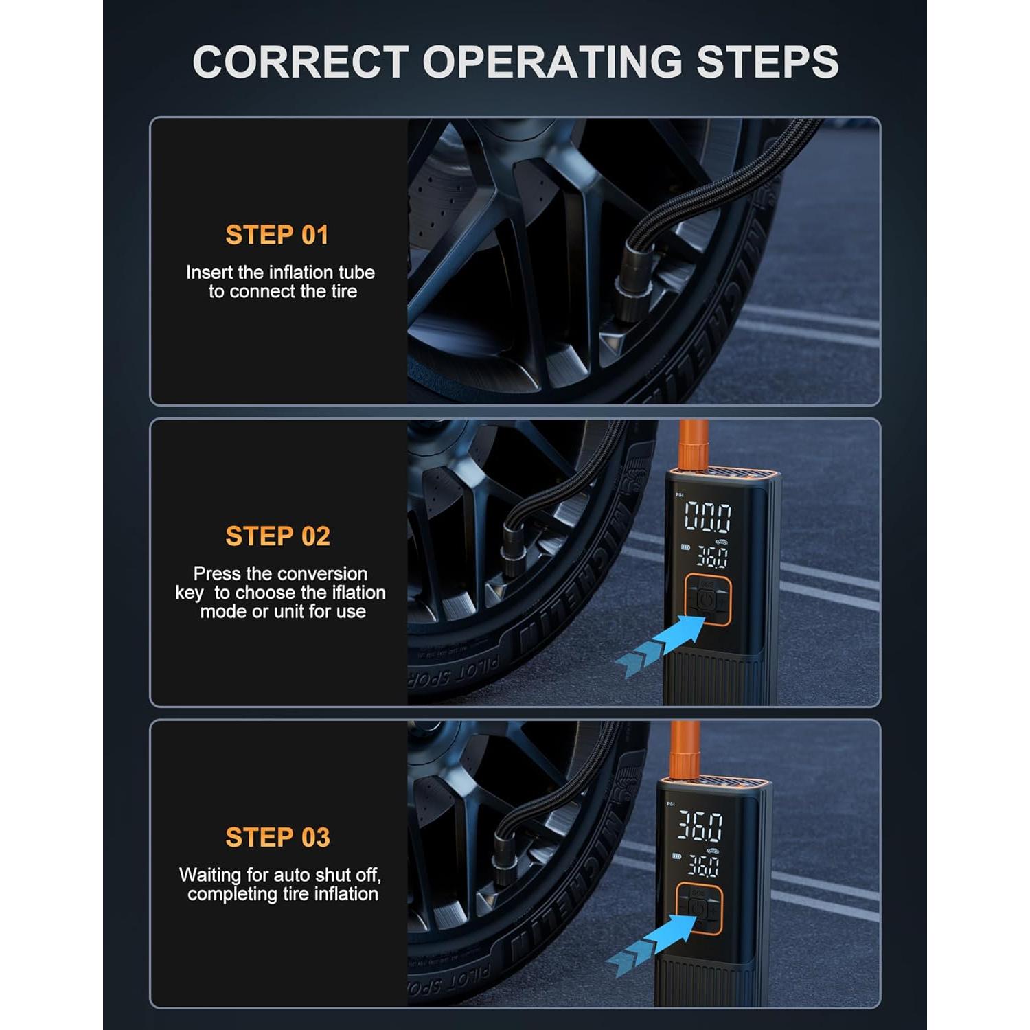 Compresor de Aire Portátil Aucoza A17 180 PSI Inflador Neumáticos