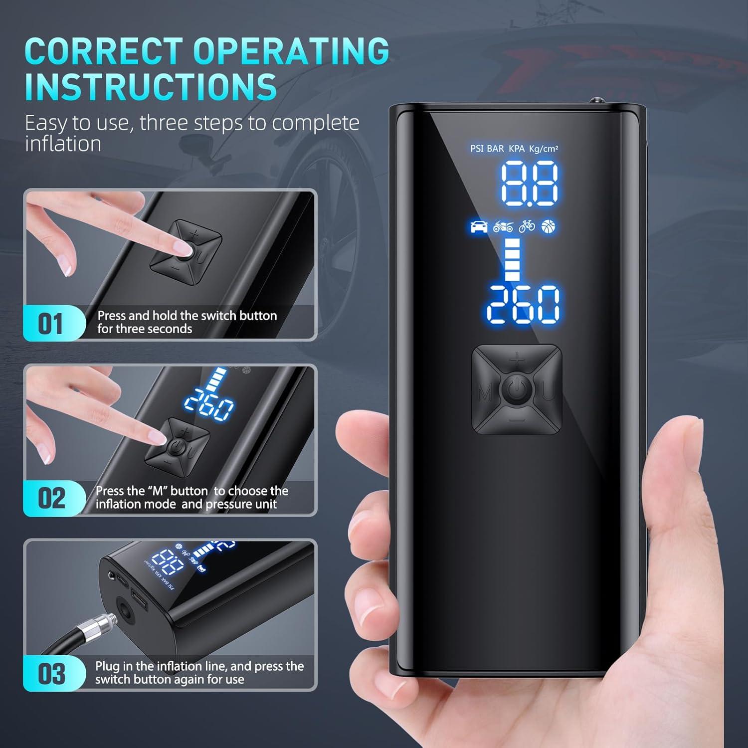 Compresor de Aire Portátil GJOSYOI P015 150 PSI 25000mAh