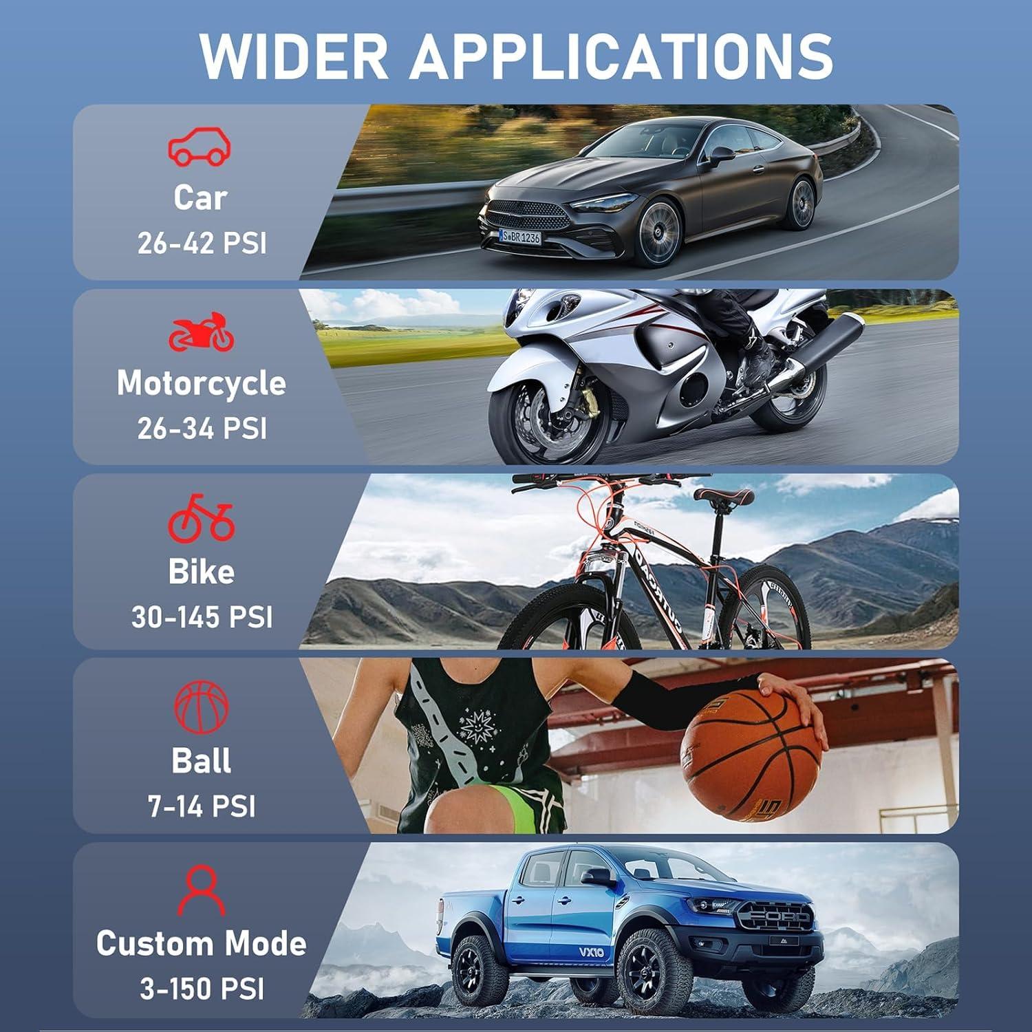 Compresor de Aire Portátil JUSUOX 150 PSI para Neumáticos