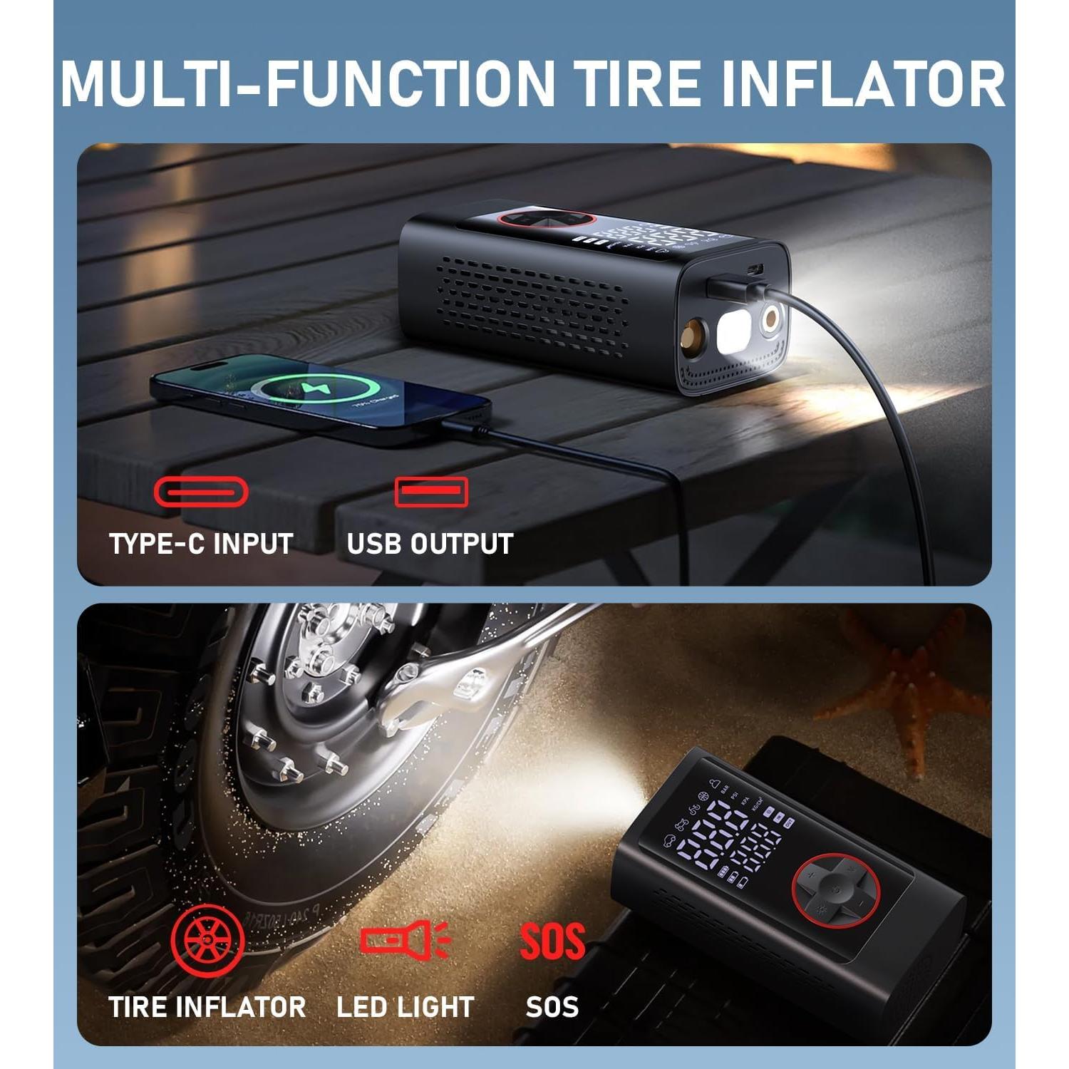 Compresor de Aire Portátil JUSUOX 150 PSI para Neumáticos