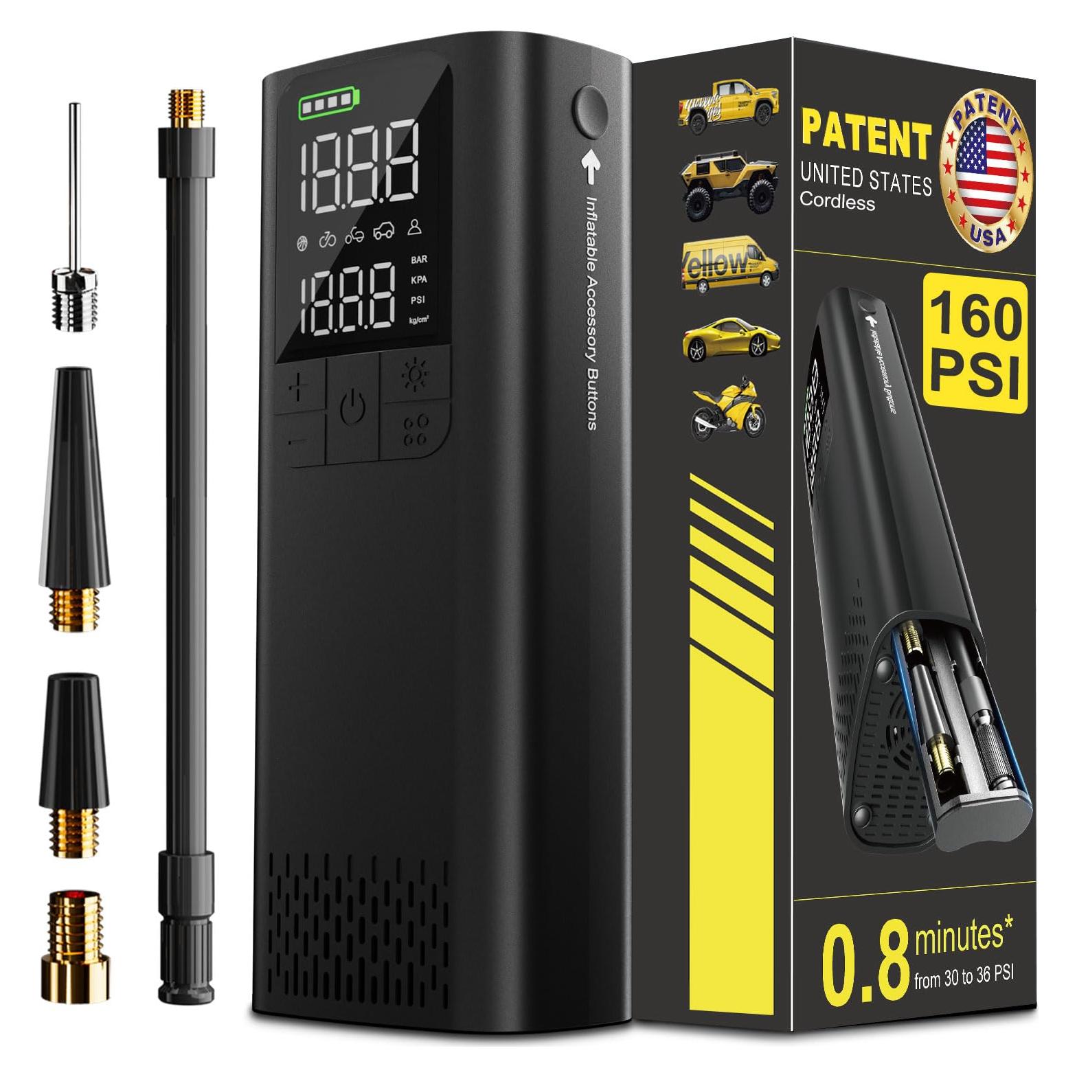 Inflador de Neumáticos Portátil BBD 160 PSI con Luz LED