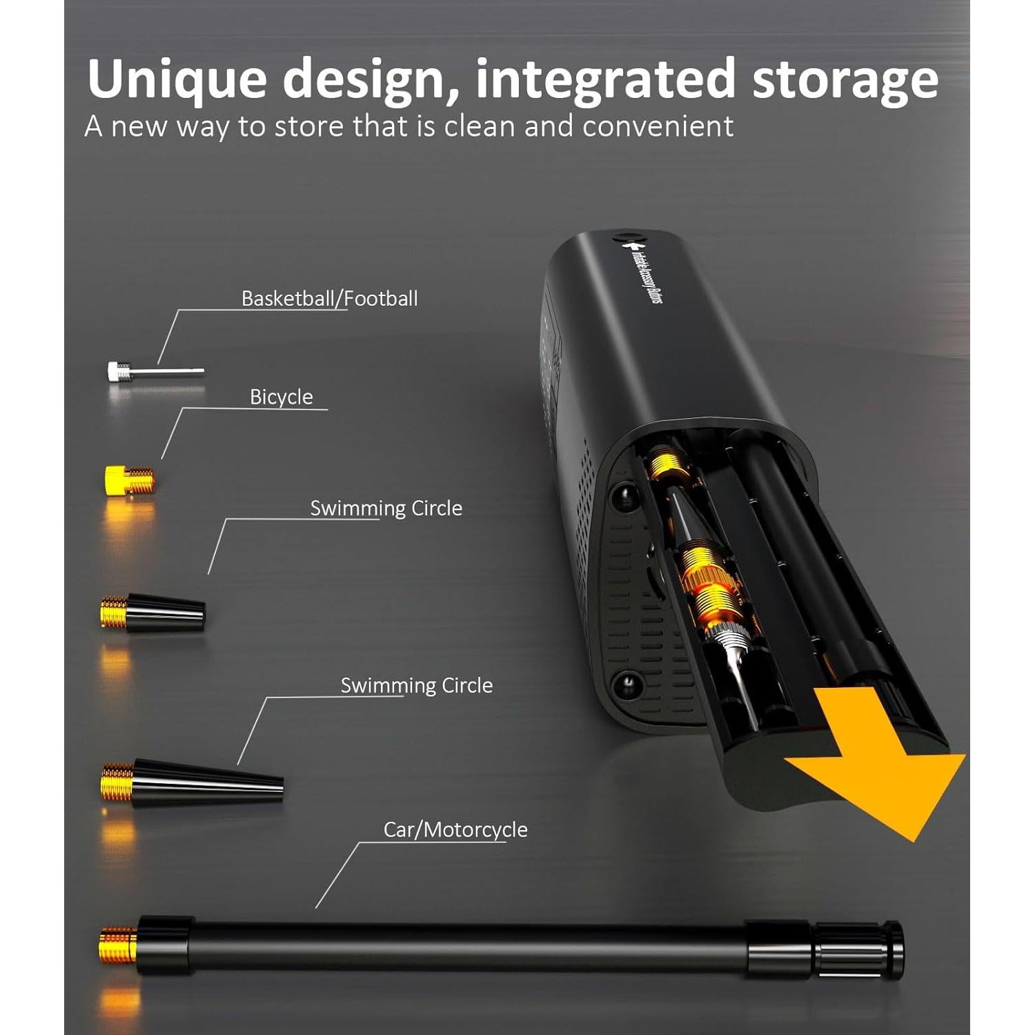 Inflador de Neumáticos Portátil BBD 160 PSI con Luz LED