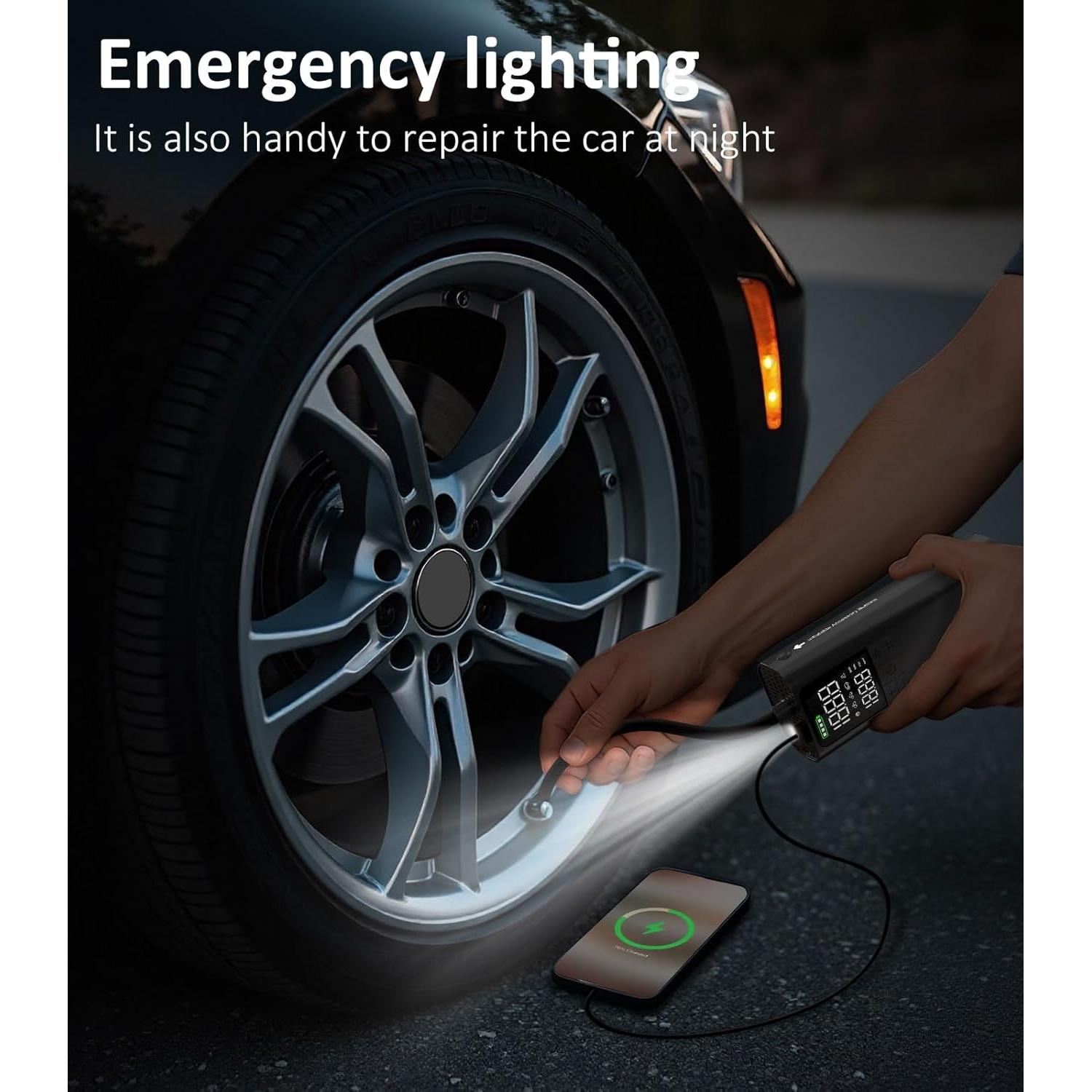 Inflador de Neumáticos Portátil BBD 160 PSI con Luz LED