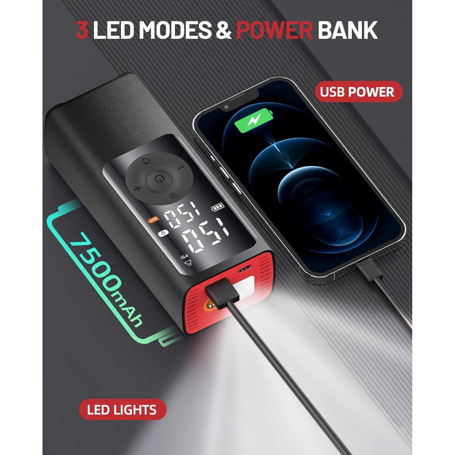 Inflador de Neumáticos BDO NW01-NEW 150PSI Portátil Inalámbrico