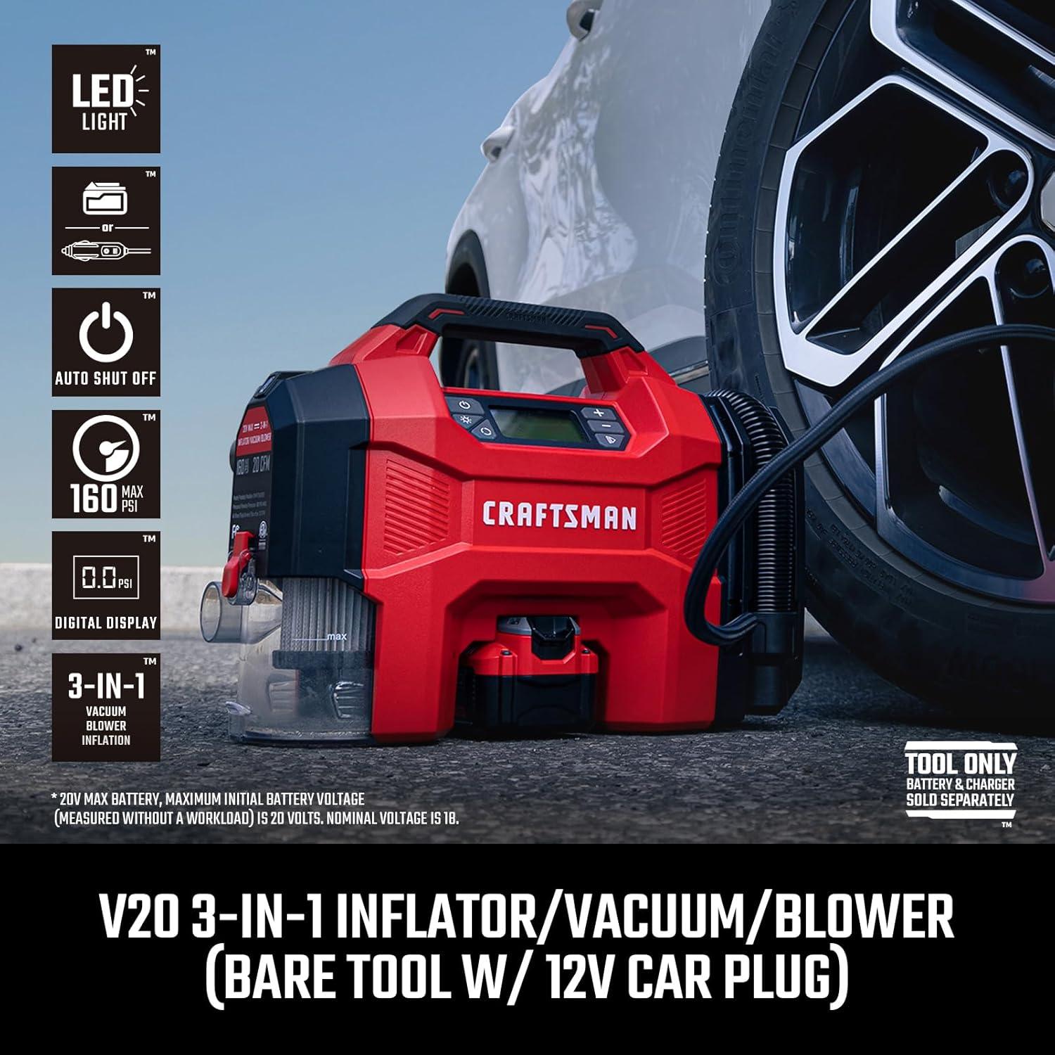 Compresor de Aire Portátil Craftsman V20 3-en-1 160PSI