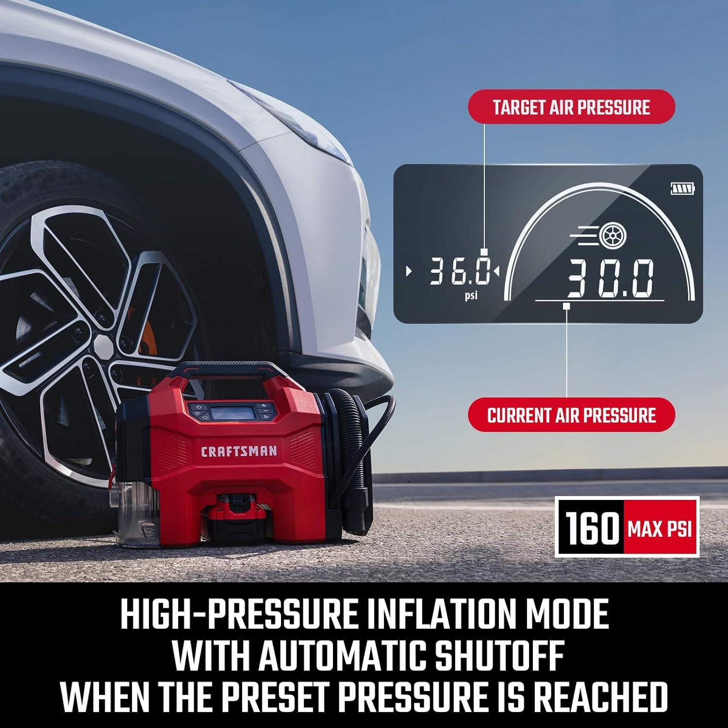 Compresor de Aire Portátil Craftsman V20 3-en-1 160PSI