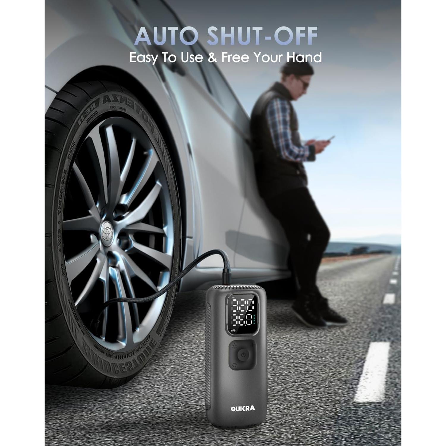 Compresor de Aire Portátil Quikra T22 160PSI con Luz LED