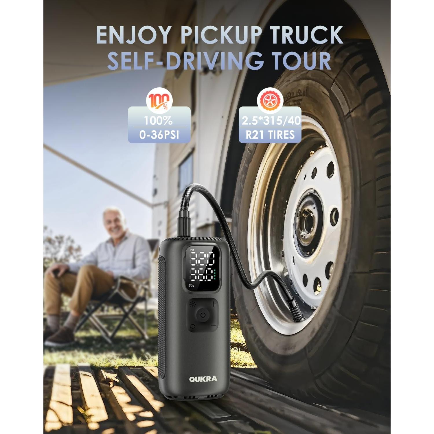 Compresor de Aire Portátil Quikra T22 160PSI con Luz LED