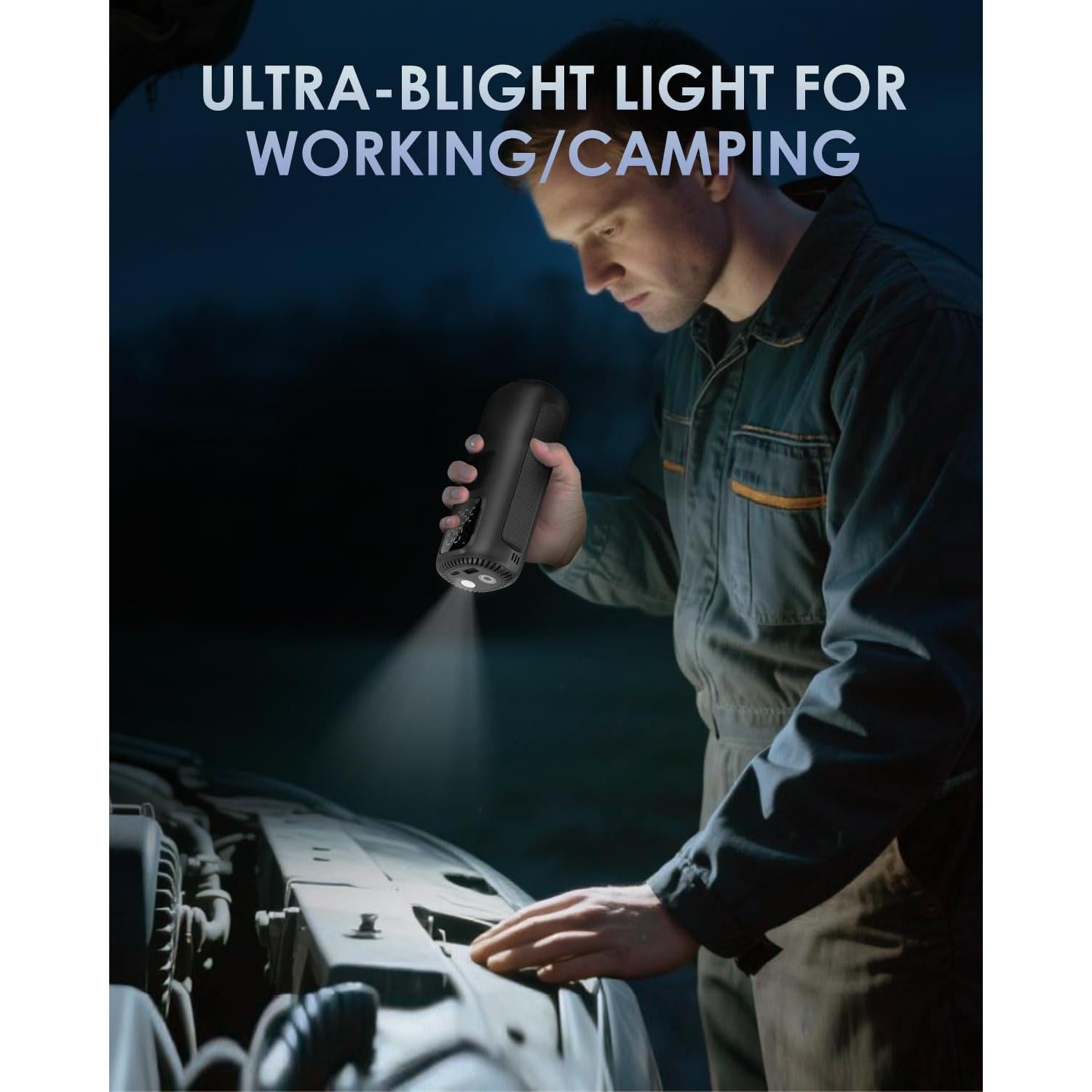 Compresor de Aire Portátil Quikra T22 160PSI con Luz LED