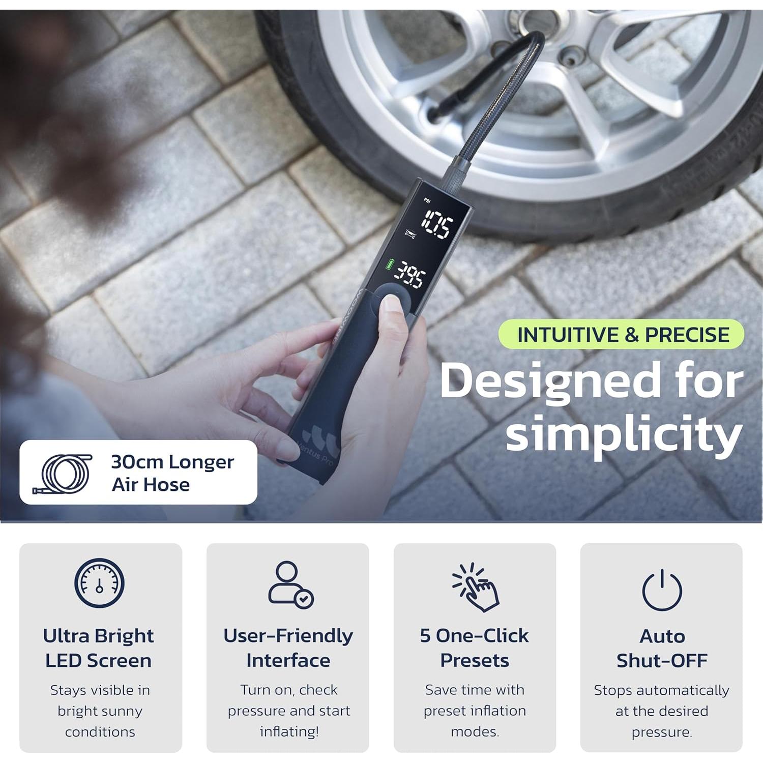 Compresor de Aire Portátil Woowind Ventus Pro 150 PSI Inalámbrico