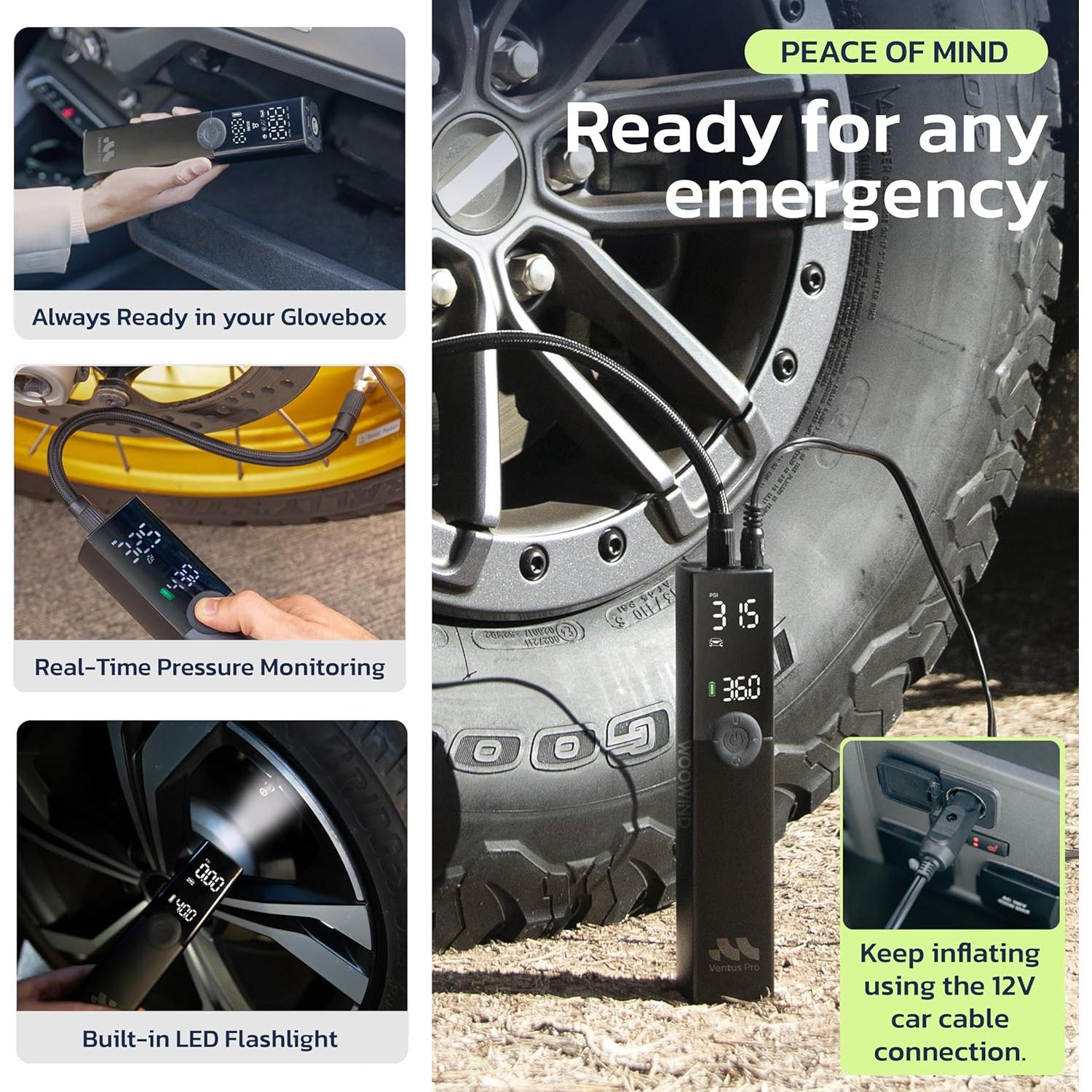 Compresor de Aire Portátil Woowind Ventus Pro 150 PSI Inalámbrico