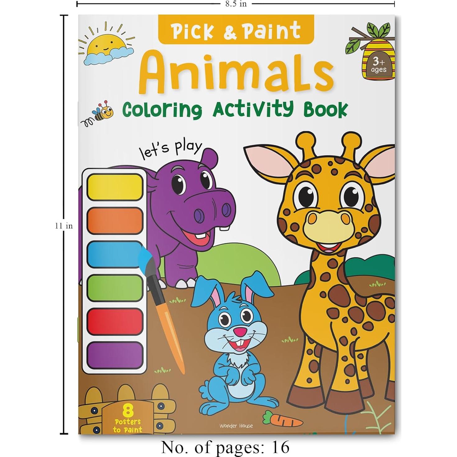 Animals: Pick and Paint Coloring Activity Book